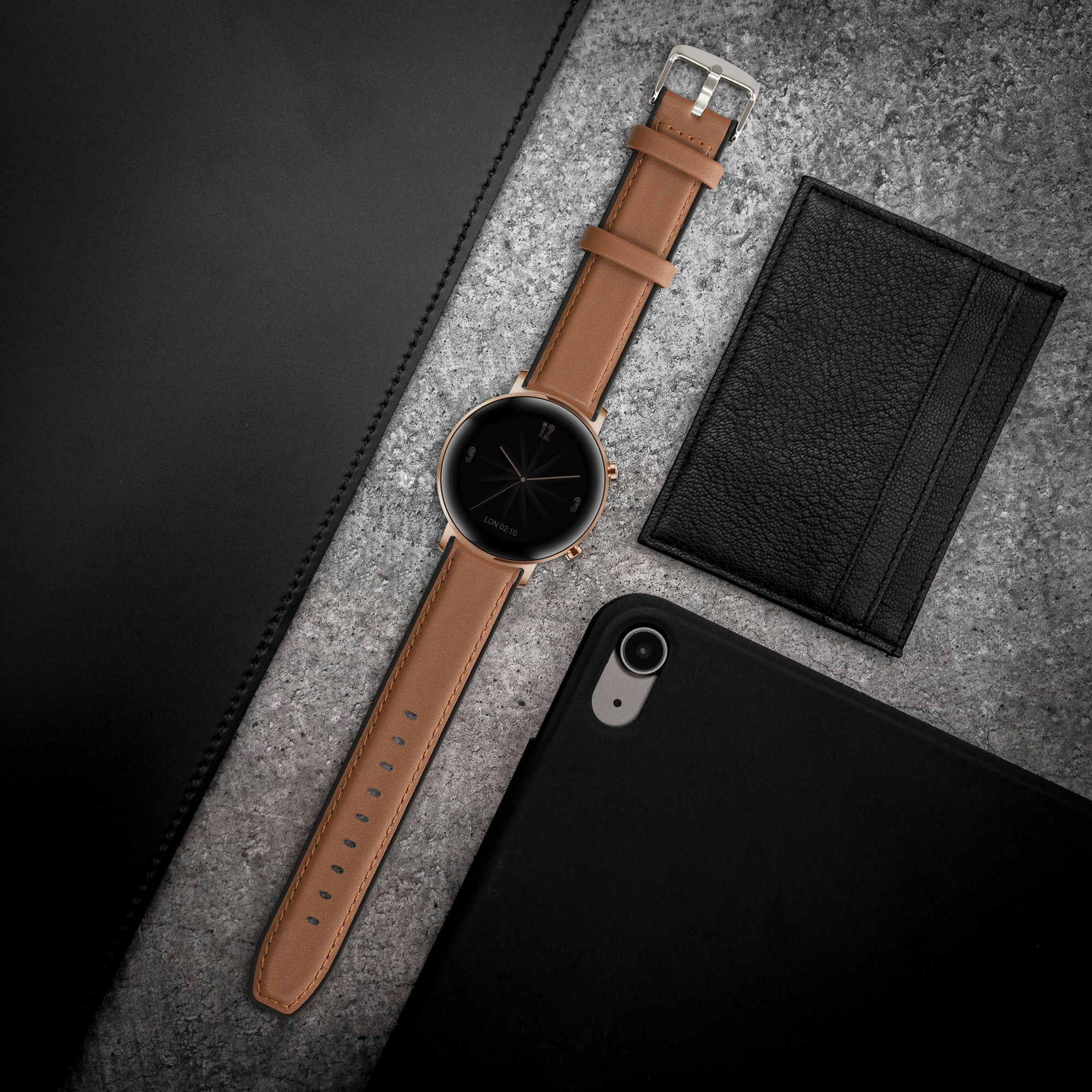 Řemínek kwmobile pro Huawei Watch 2 / Watch GT2 (42mm) / Honor Magic Watch 2 (42mm) - hnědá / černá