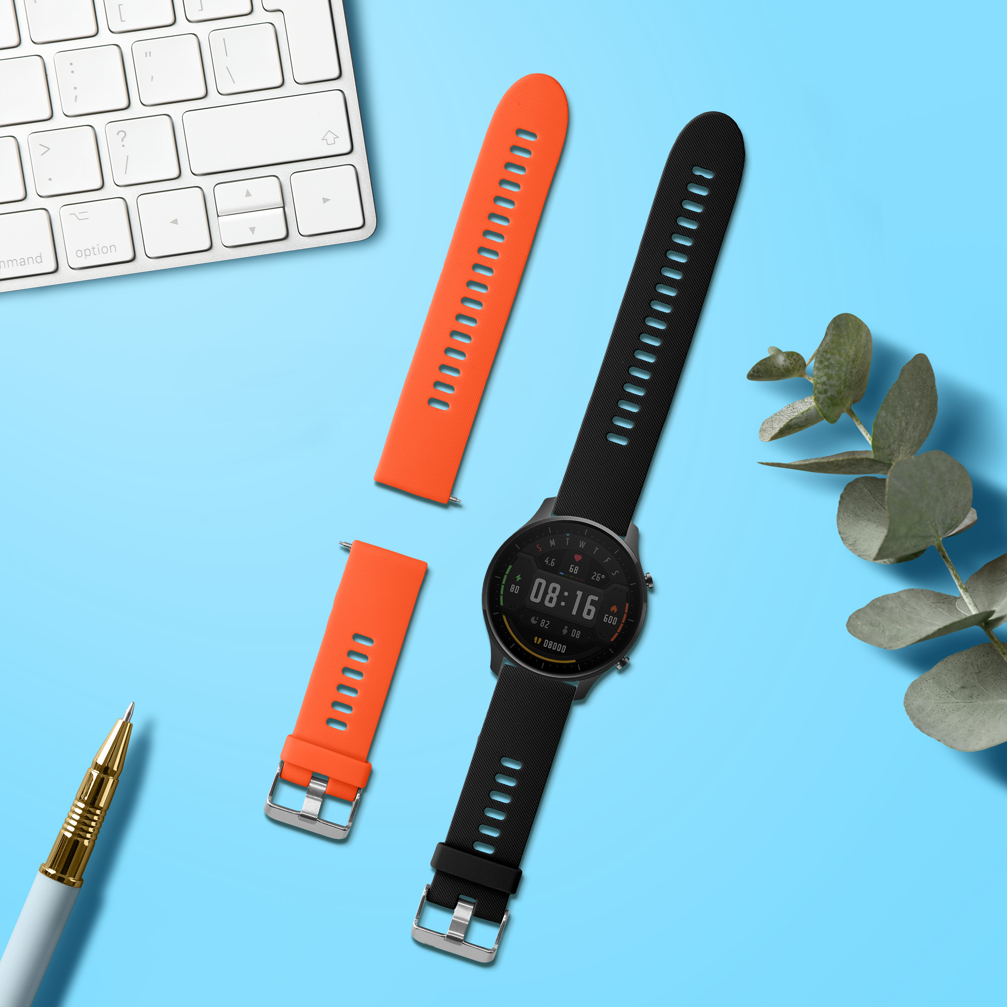 Řemínek kwmobile pro Xiaomi Mi Watch / Mi Watch Color Sport - Černá / oranžová
