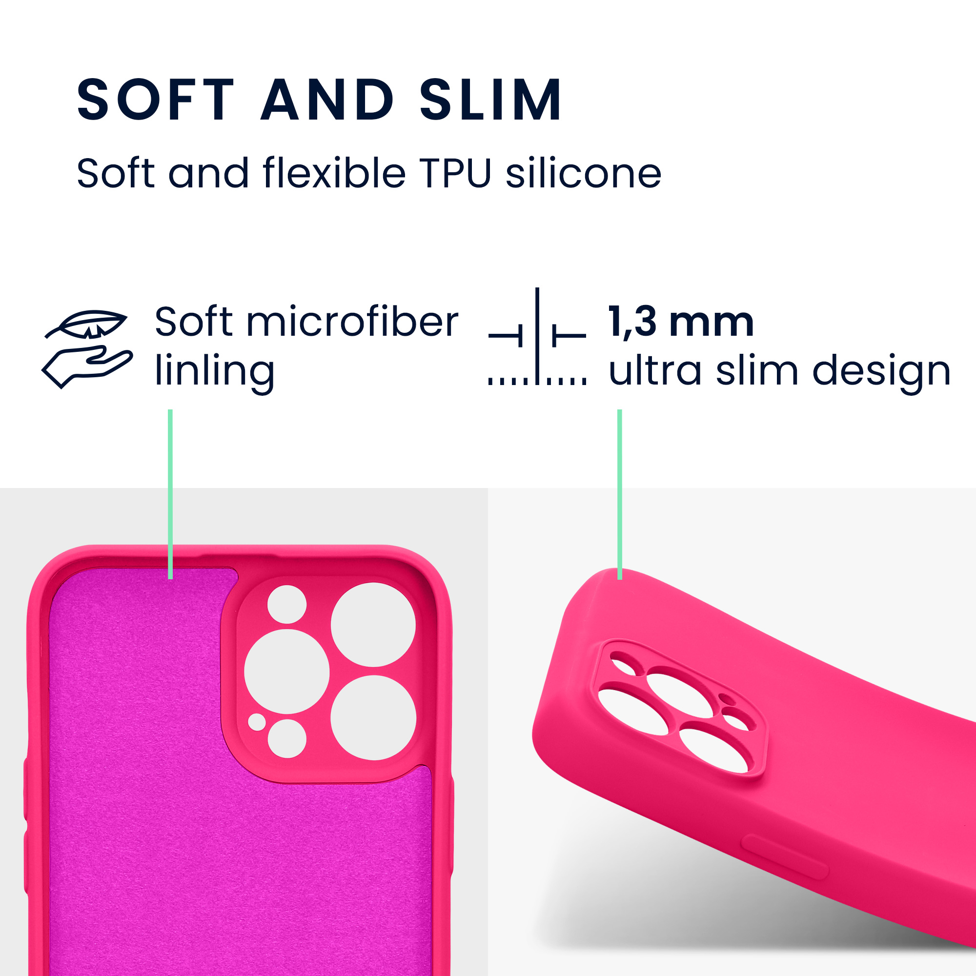 Kryt kwmobile slim iPhone 13 Pro Max neonově růžová