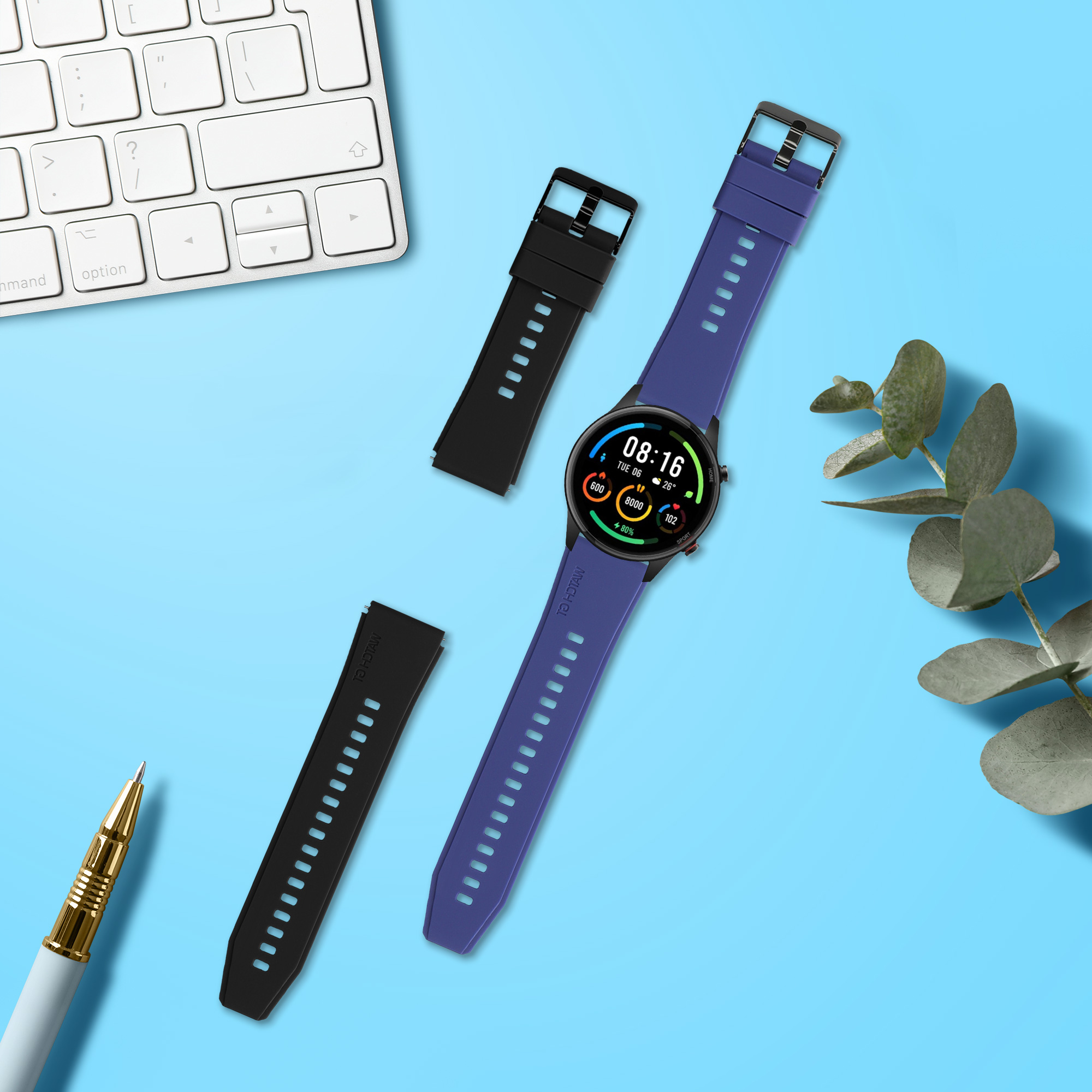 Řemínek na hodinky kwmobile silikonový pro Xiaomi Watch S4/S4 Sport/S3/S2/Watch S1 Active/Redmi Watch 5 Active, černá / tmavě