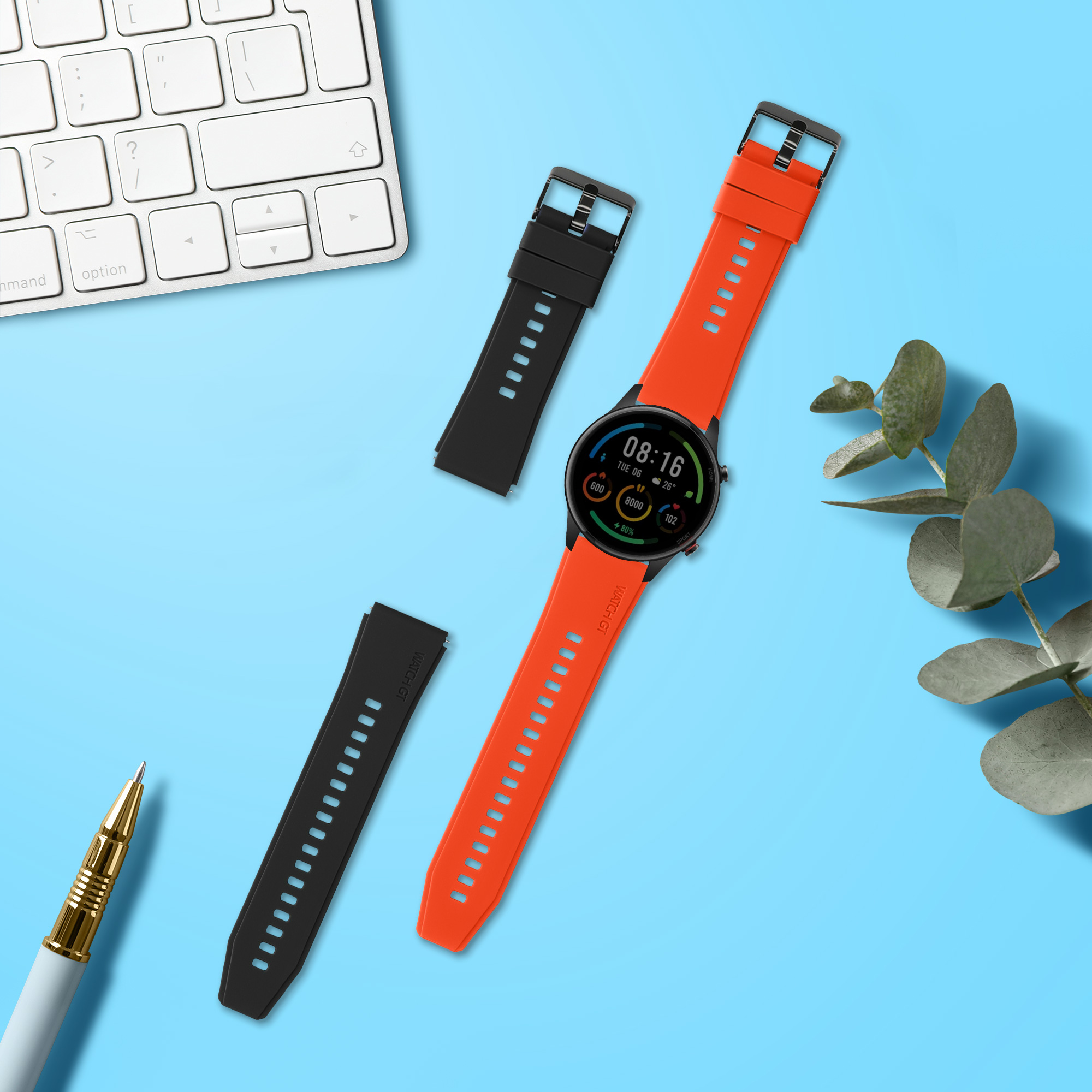 Řemínek kwmobile pro Xiaomi Mi Watch Color Sport / S1 Active - Černá / oranžová