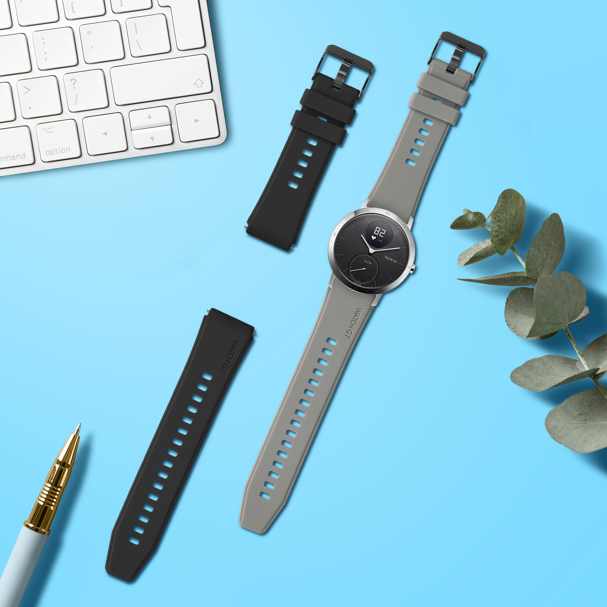 2x Řemínek Withings ScanWatch 42mm / Steel HR 40mm / ScanWatch Horizon kwmobile - černá / šedá
