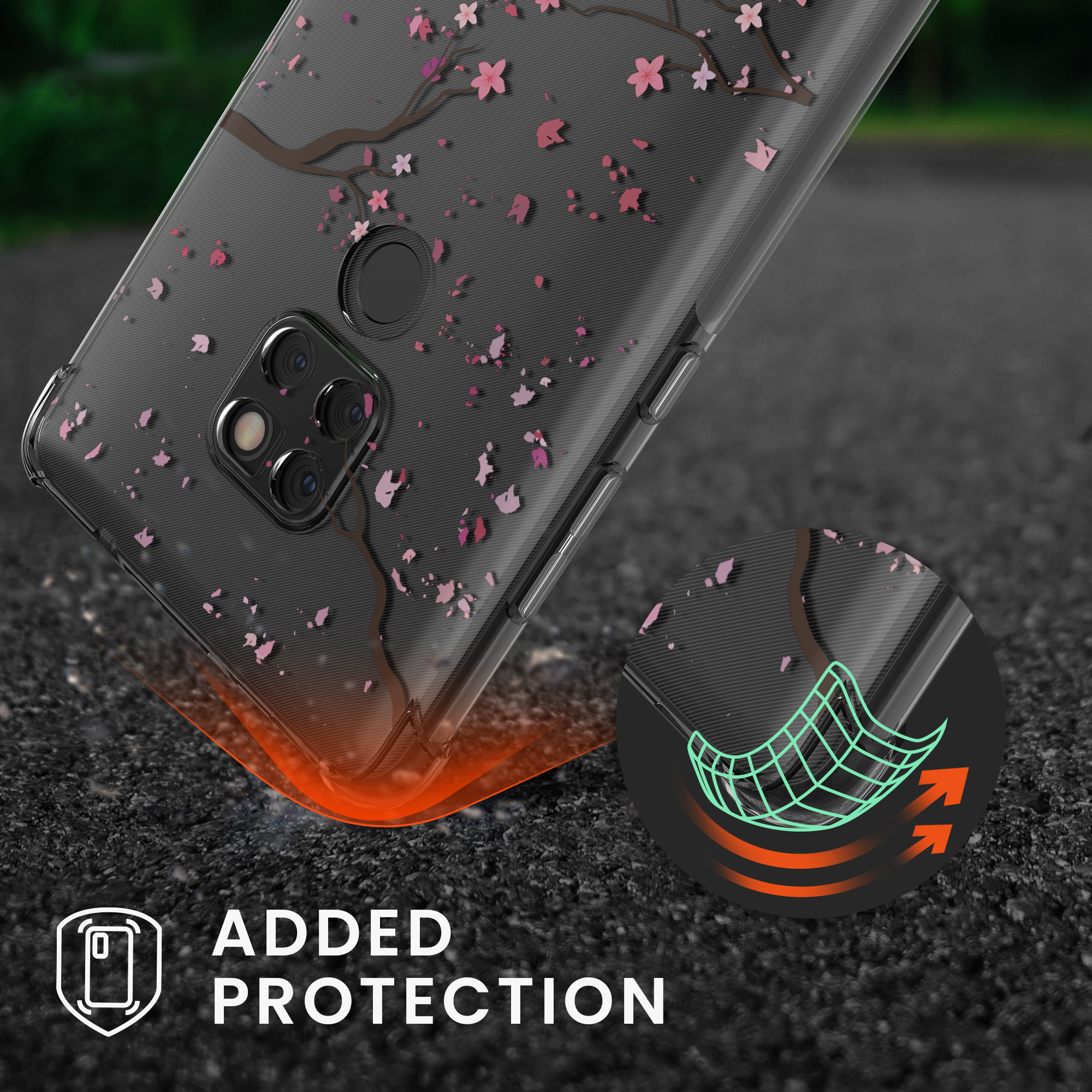 Pouzdro na tablet - Huawei Mate 20 Case Strap - kwmobile - růžová/hnědá/transparentní