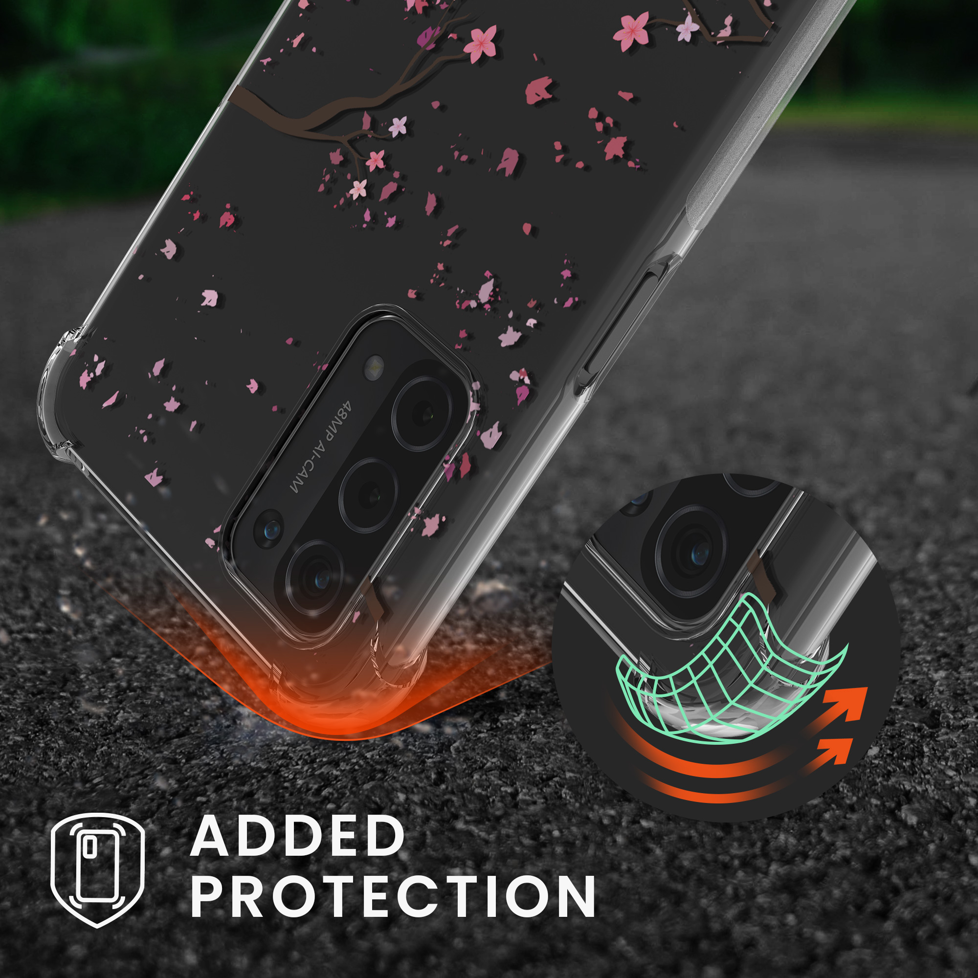 Kryt na mobil Oppo A74 (5G) / A54 (5G) kwmobile crossbody s šňůrkou cherry blossoms - 