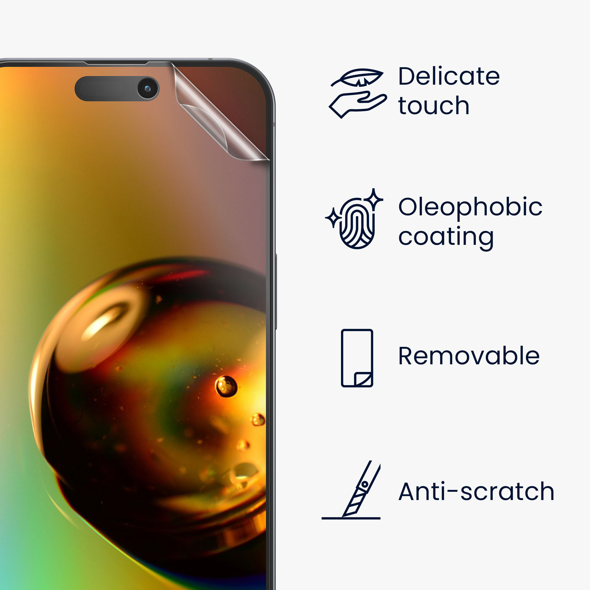 Ochranné sklo kwmobile iPhone 14 Pro Max Screen Protector transparentní