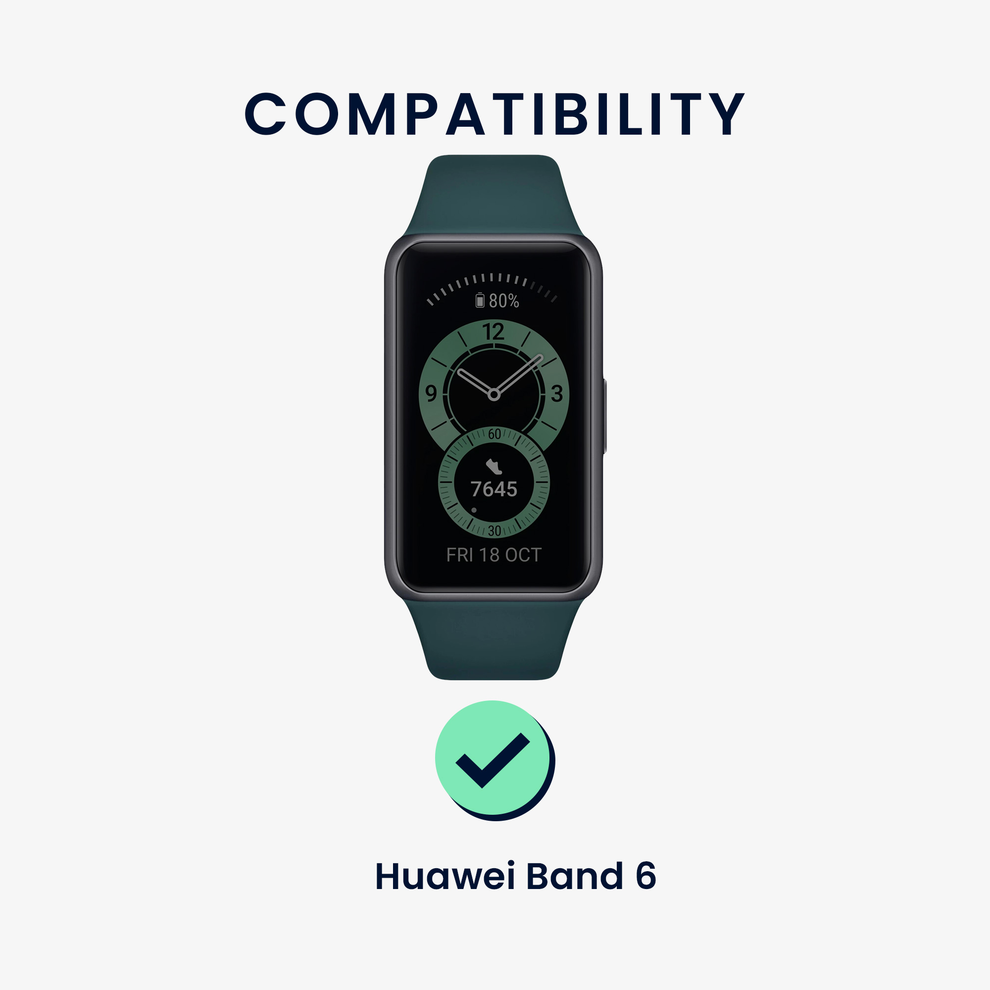Řemínky pro Huawei Band 6 kwmobile silikonové - černá / mechově zelená