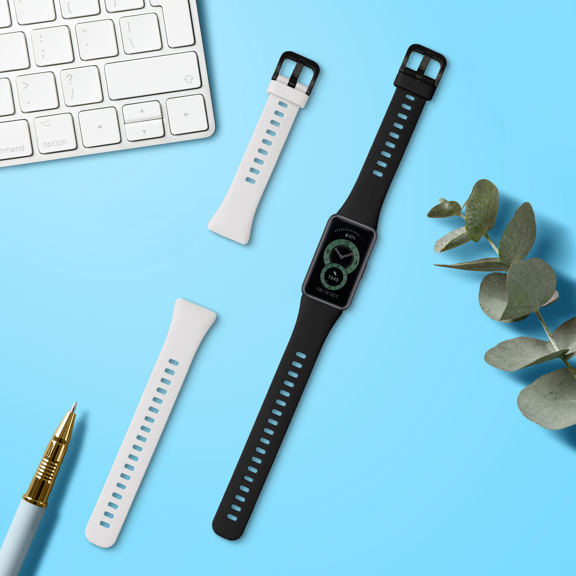 Sada řemínků na chytré hodinky Huawei Band 6 / 6 Pro / Honor Band 7 / 6 2 ks černo-bílé