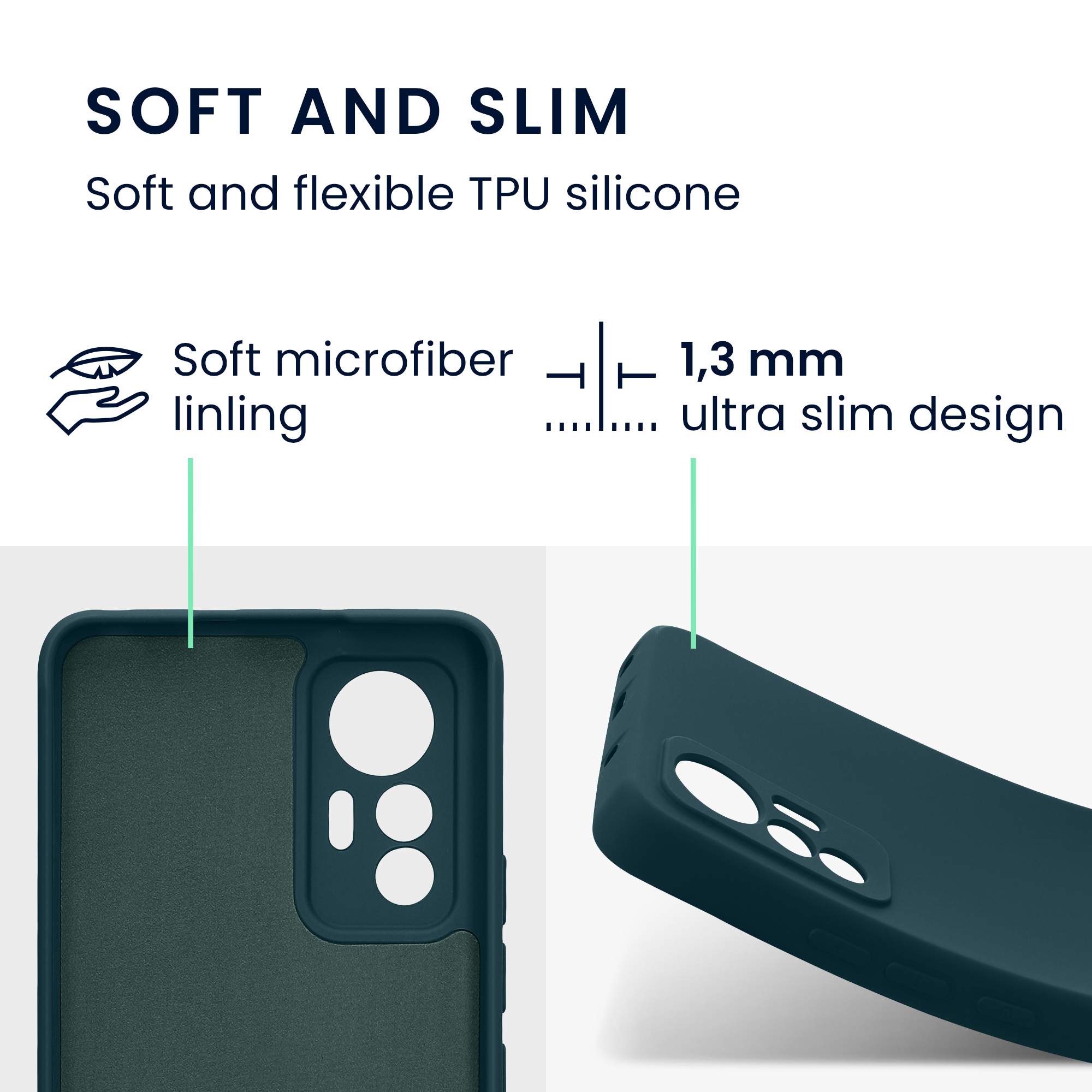 Kryt na mobil Xiaomi 12 Lite 5G kwmobile matná petrolejová