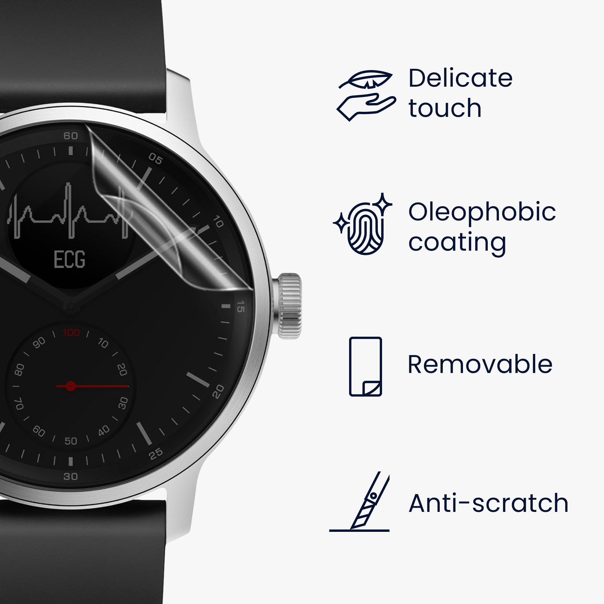 3x Ochranná fólie Withings Scanwatch 42mm kwmobile - transparentní