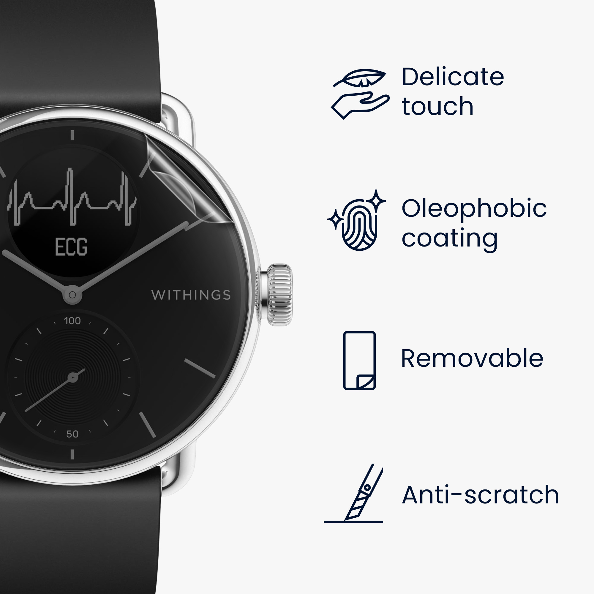 3x Ochranná fólie Withings Scanwatch 38mm kwmobile - transparentní