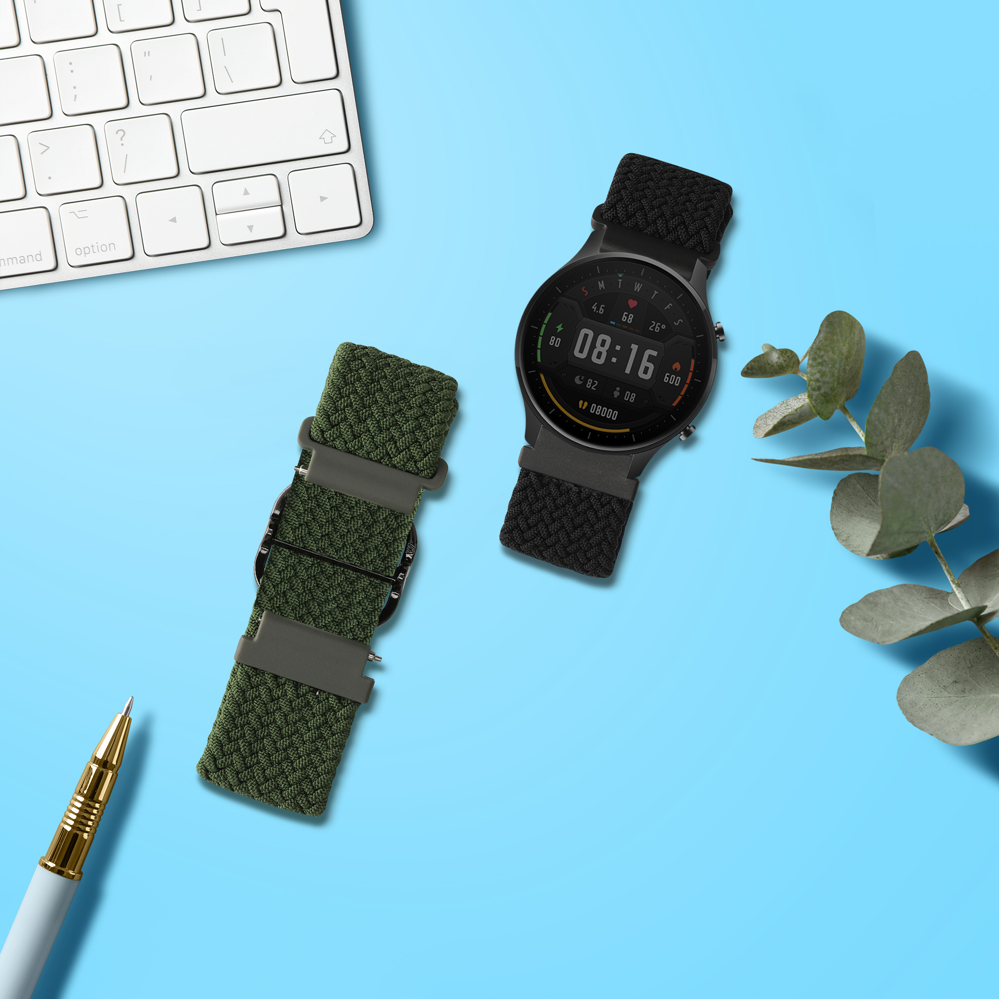 Řemínek na hodinky kwmobile nylonový pro Xiaomi Watch S4/S4 Sport/S3/S2/Watch S1 Active/Redmi Watch 5 Active, 2 ks