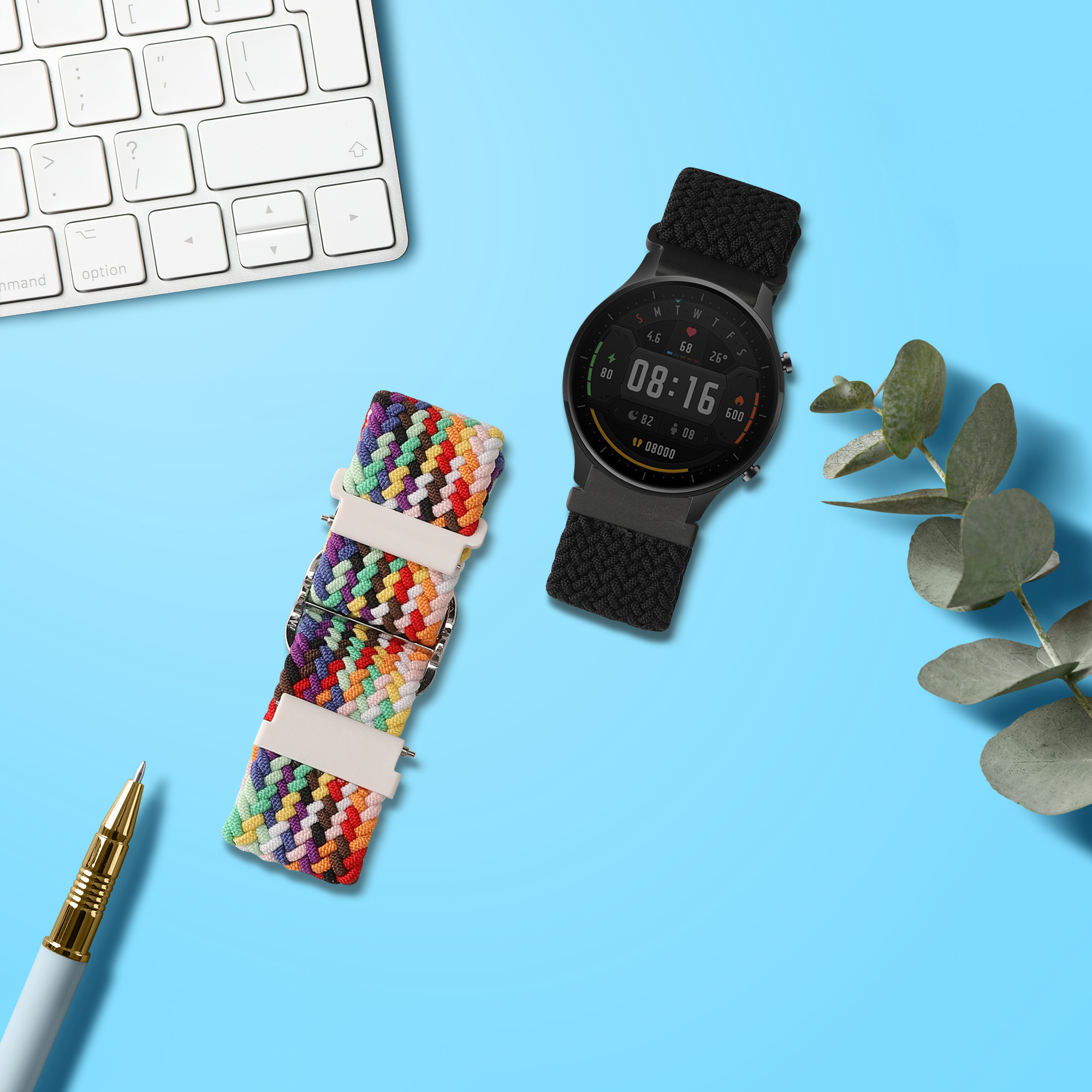 Řemínek na hodinky kwmobile nylonový pro Xiaomi Watch S4/S4 Sport/S3/S2/Watch S1 Active/Redmi Watch 5 Active, 2 ks
