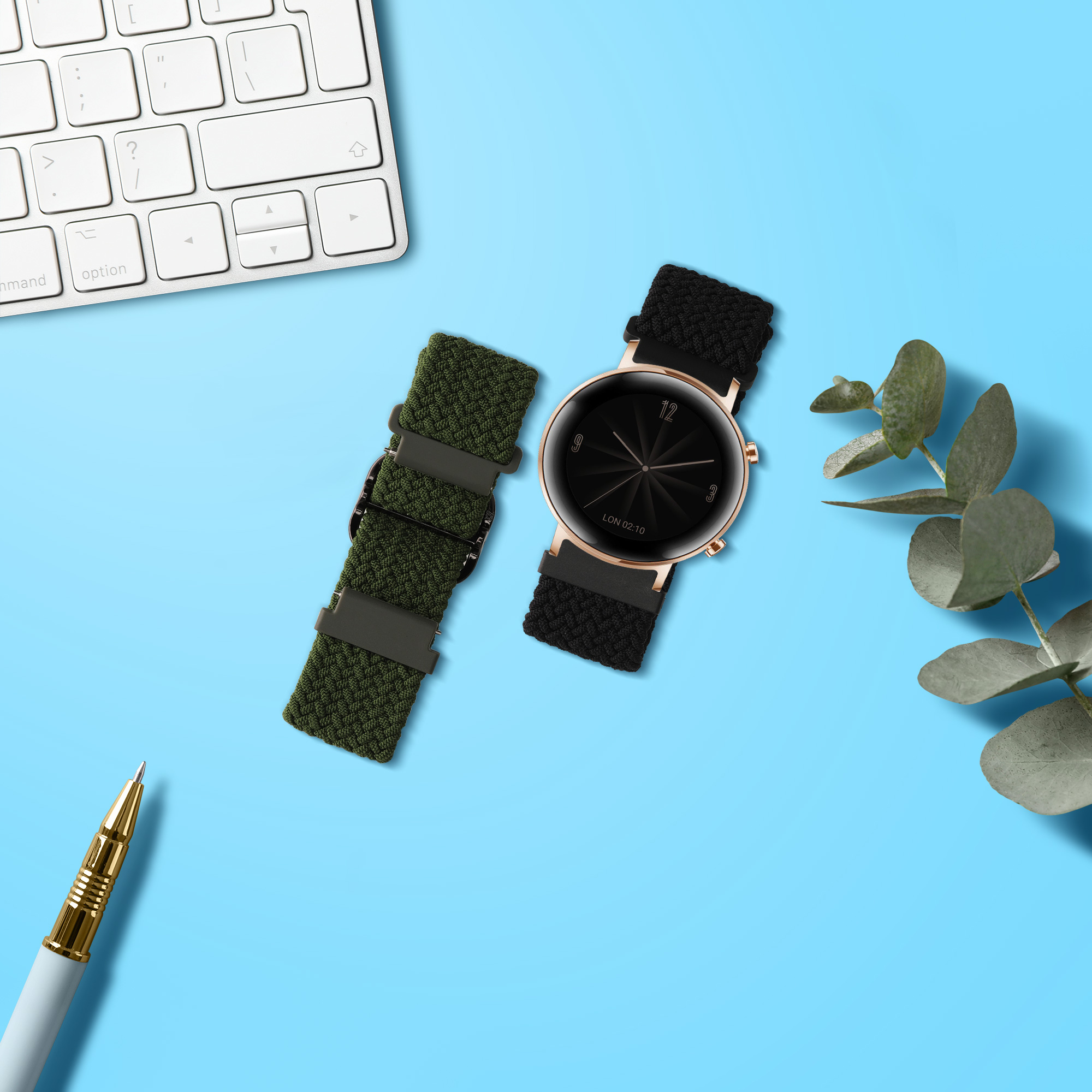 Nylonový řemínek Huawei Watch GT3 (42mm) černá/zelená kwmobile