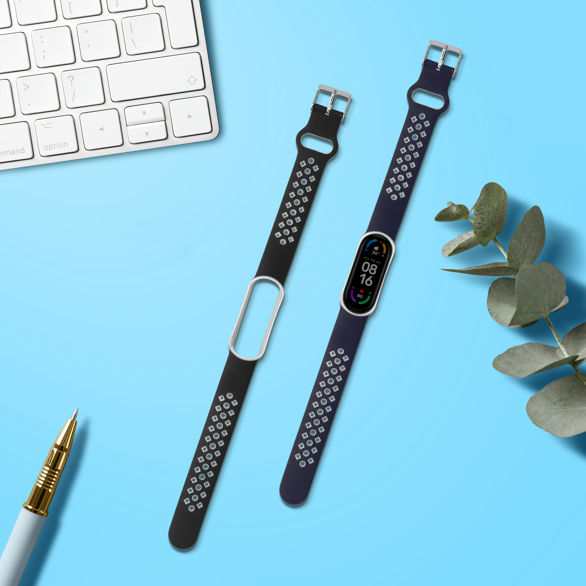 Řemínky pro Xiaomi Mi Smart Band 6 / Mi Band 6 / Band 5 kwmobile silikonové - černá / šedá / tmavě modrá / bílá