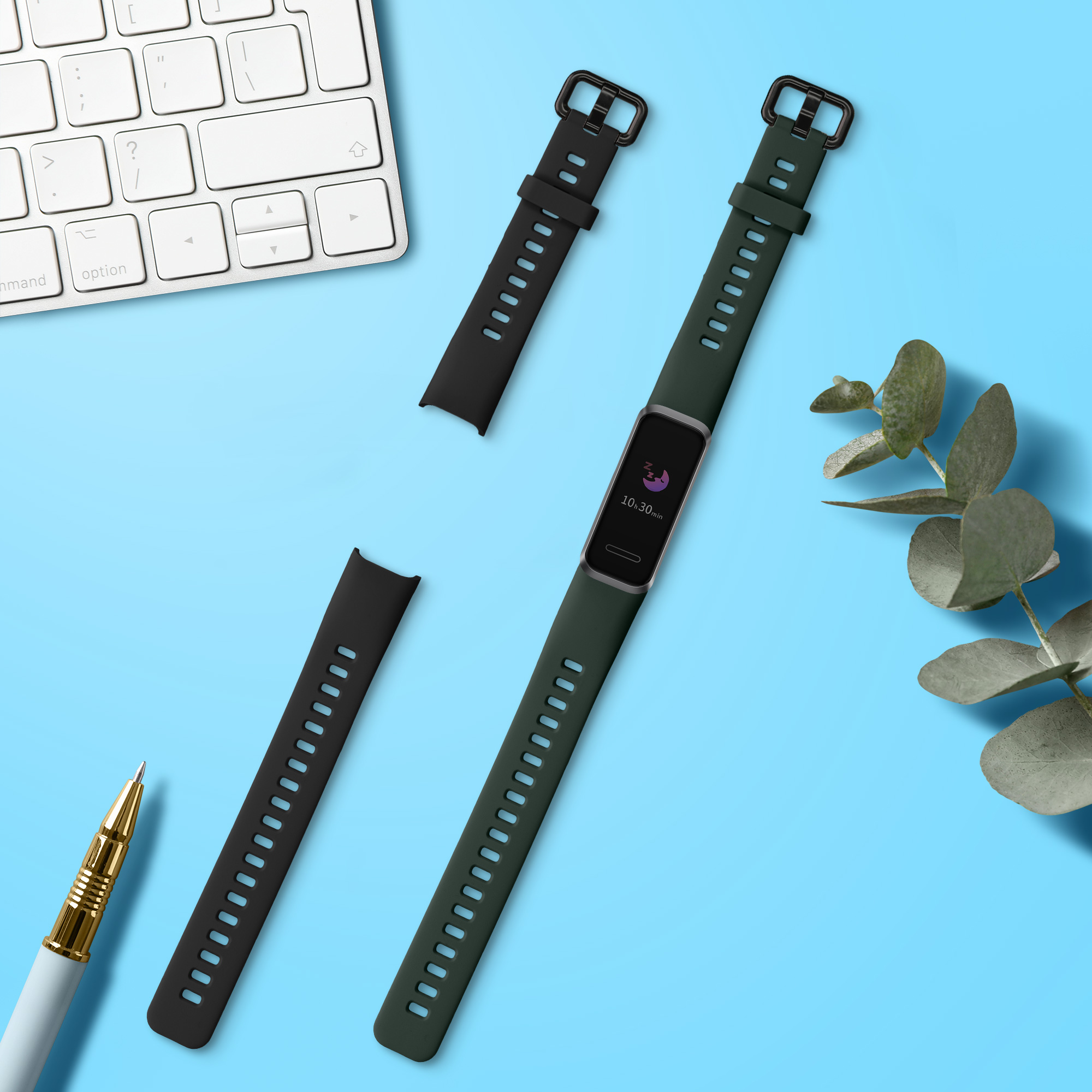 Sada řemínků na chytré hodinky Huawei Band 4 2 ks černo-tmavě zelené