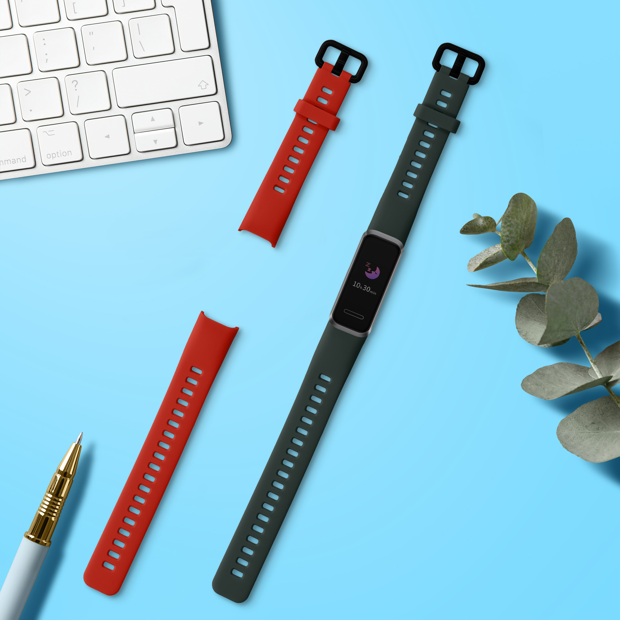 Sada řemínků na chytré hodinky Huawei Band 4 2 ks tmavě zeleno-oranžové