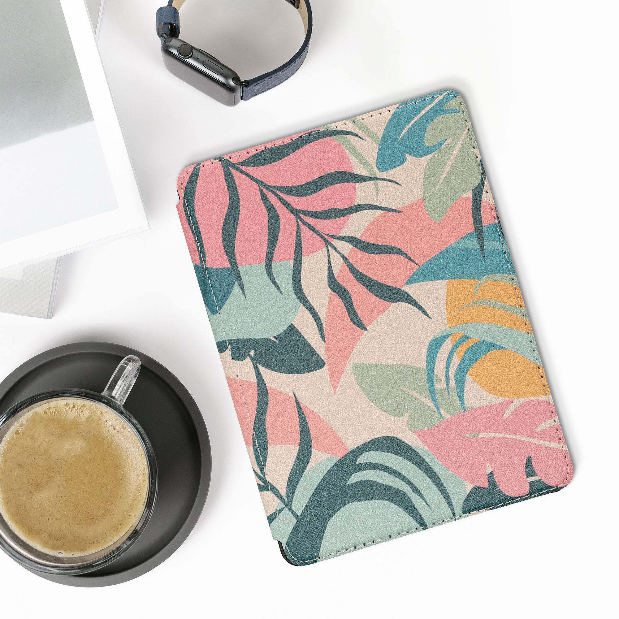 Pouzdro na čtečku kwmobile Amazon Kindle Paperwhite 11 Generation 2021 Case - Tropical Jungle růžová / žlutá / zelená