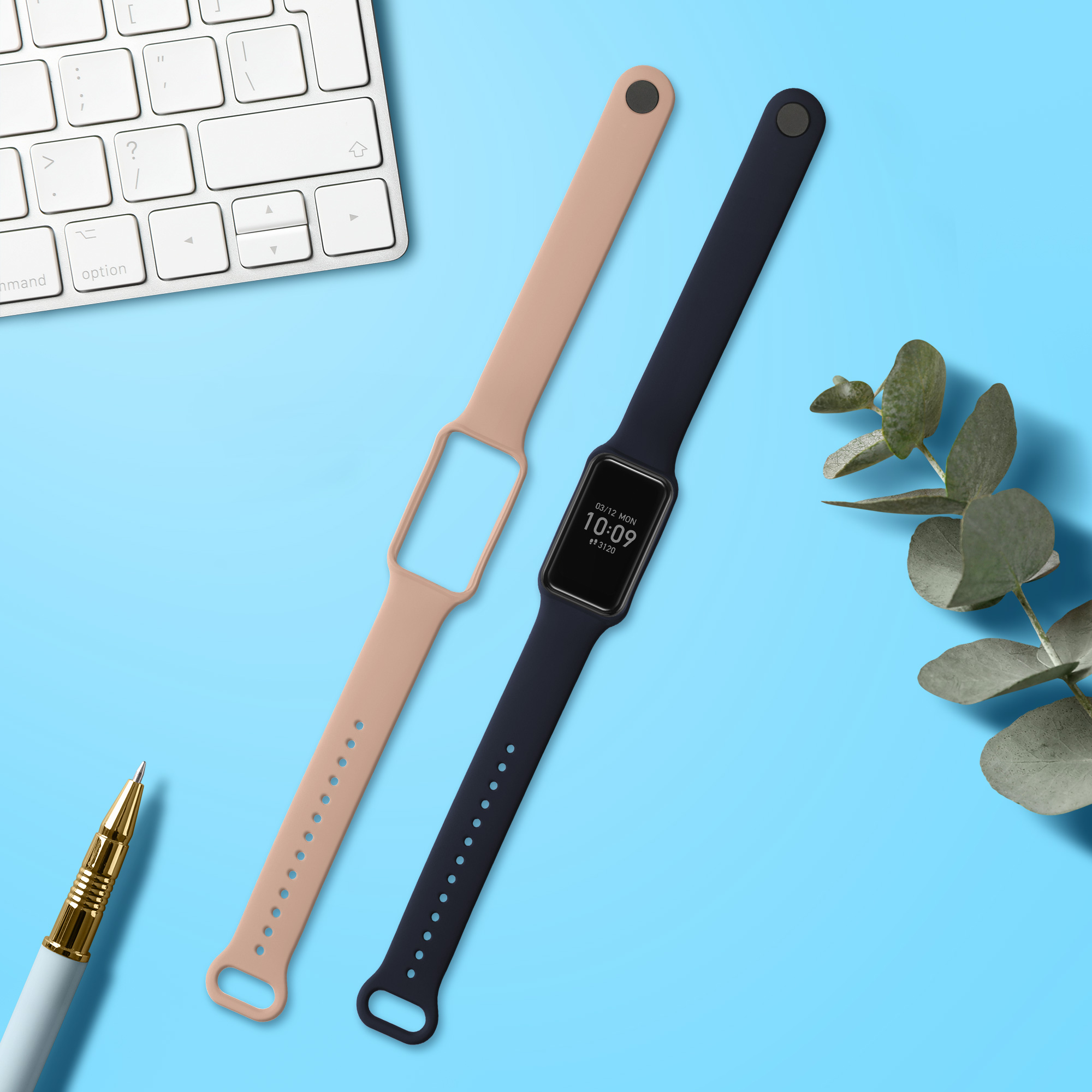 Sada 2 řemínků pro Amazfit Band 7 kwmobile - tmavě modrá a starorůžová
