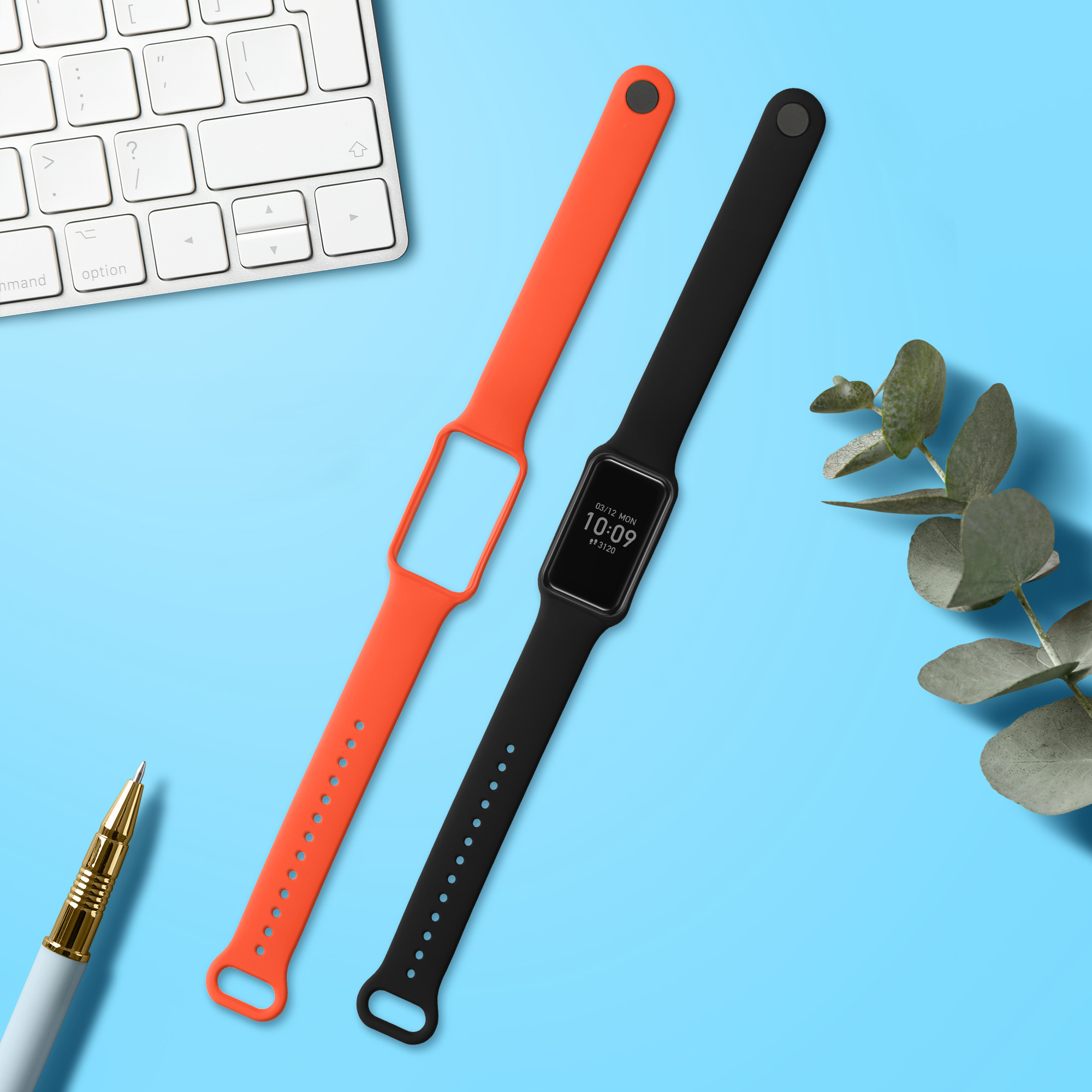 Sada 2 řemínků pro Amazfit Band 7 kwmobile - černá a oranžová