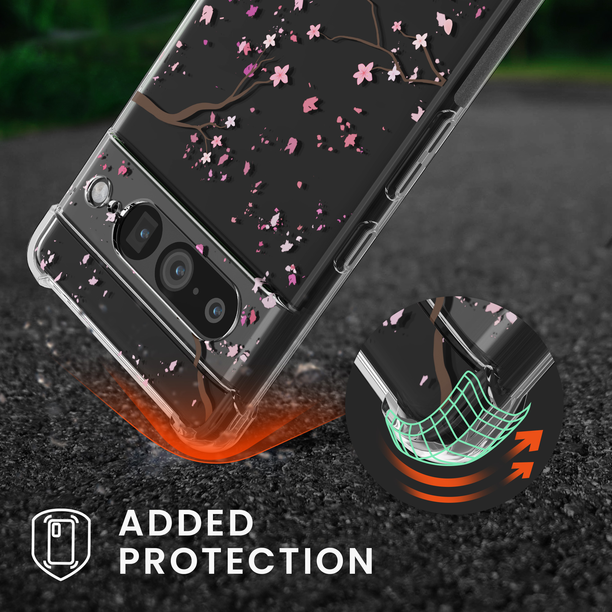 Crossbody kryt kwmobile Google Pixel 7 Pro - Cherry Blossoms Pink / Dark Brown / Transparent