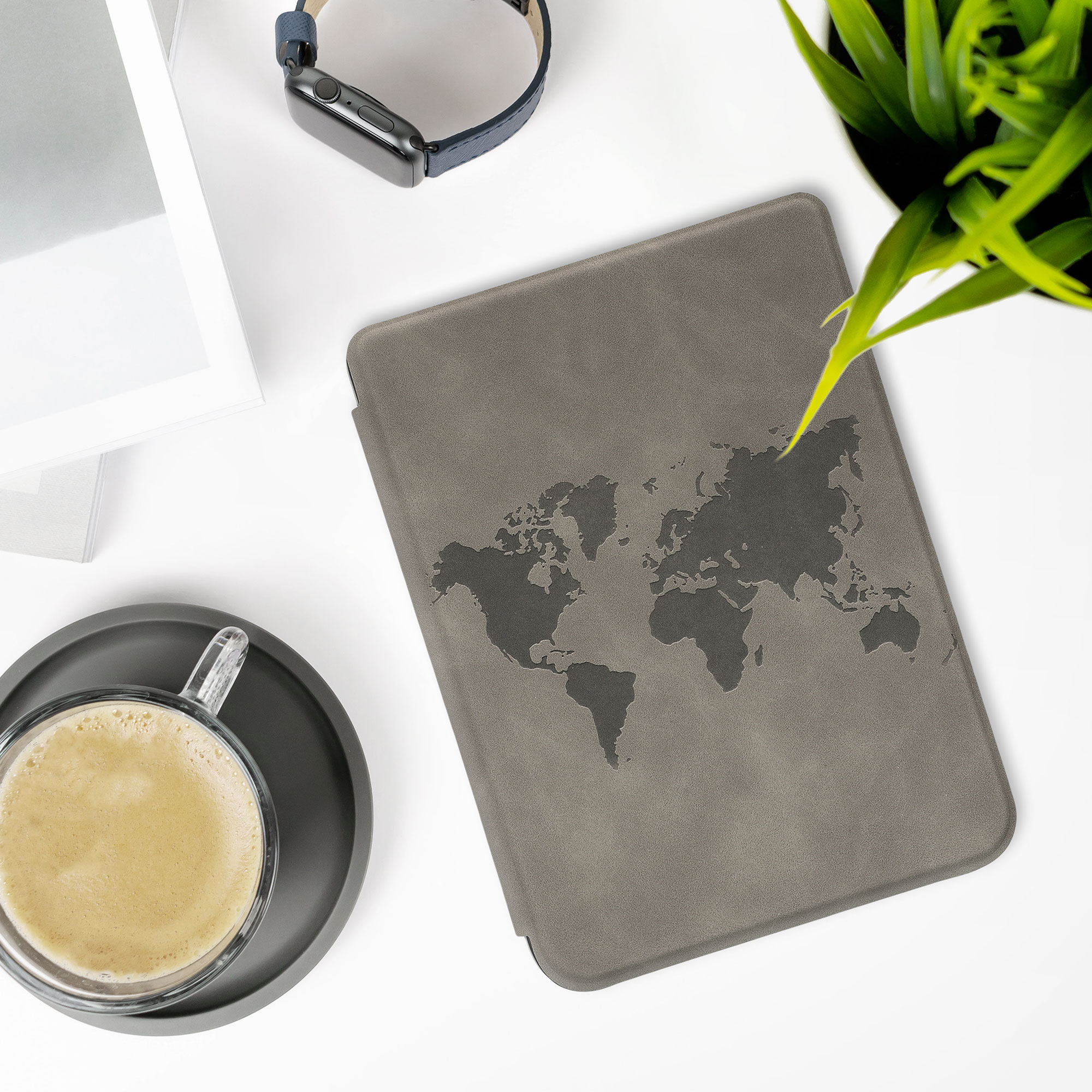 Flip pouzdro na čtečku s magnetem Kobo Clara 2E/Tolino Shine 4 Travel Outline šedé