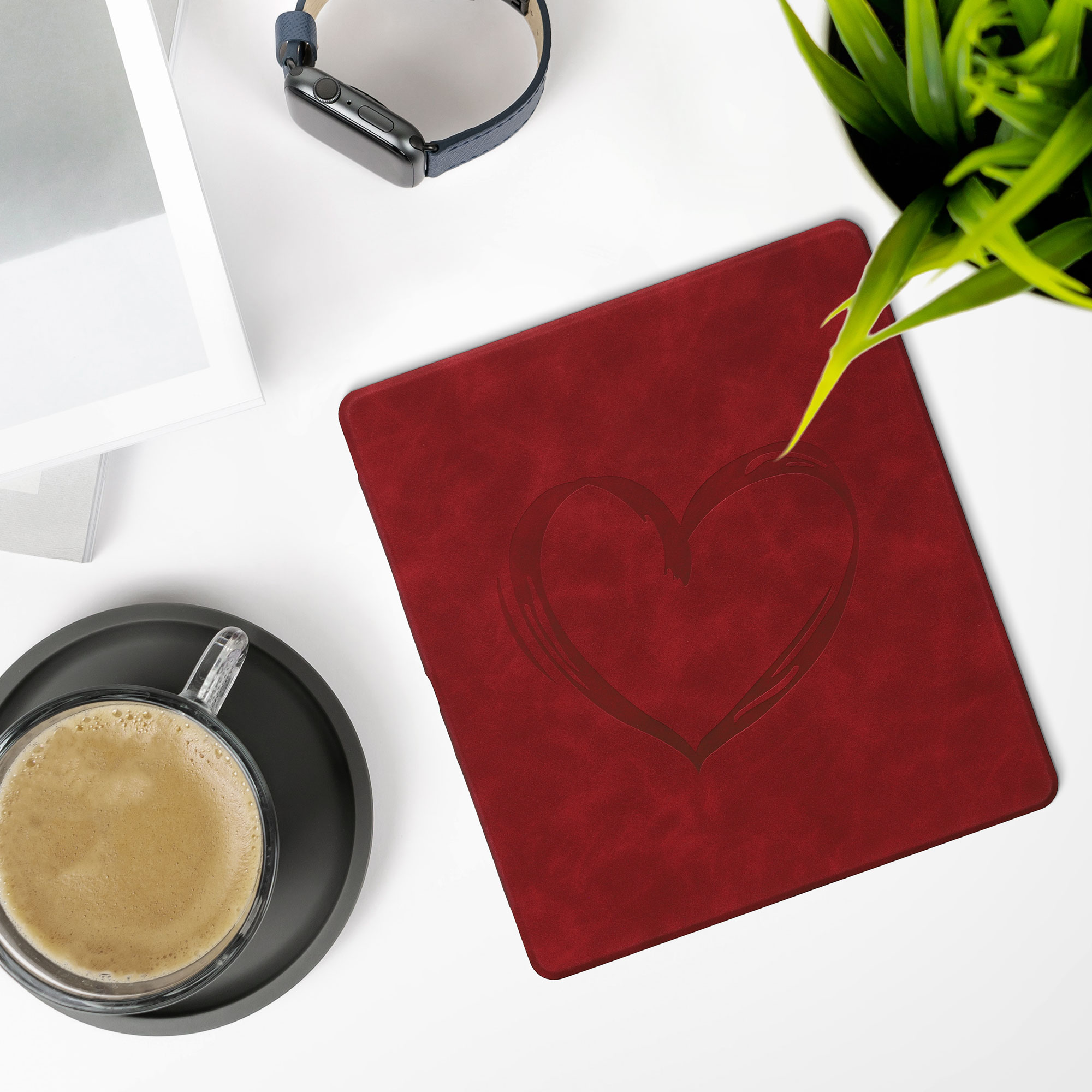Pouzdro na čtečku kwmobile Kindle Scribe 2022/2024 - Brushed Heart - Dark červená