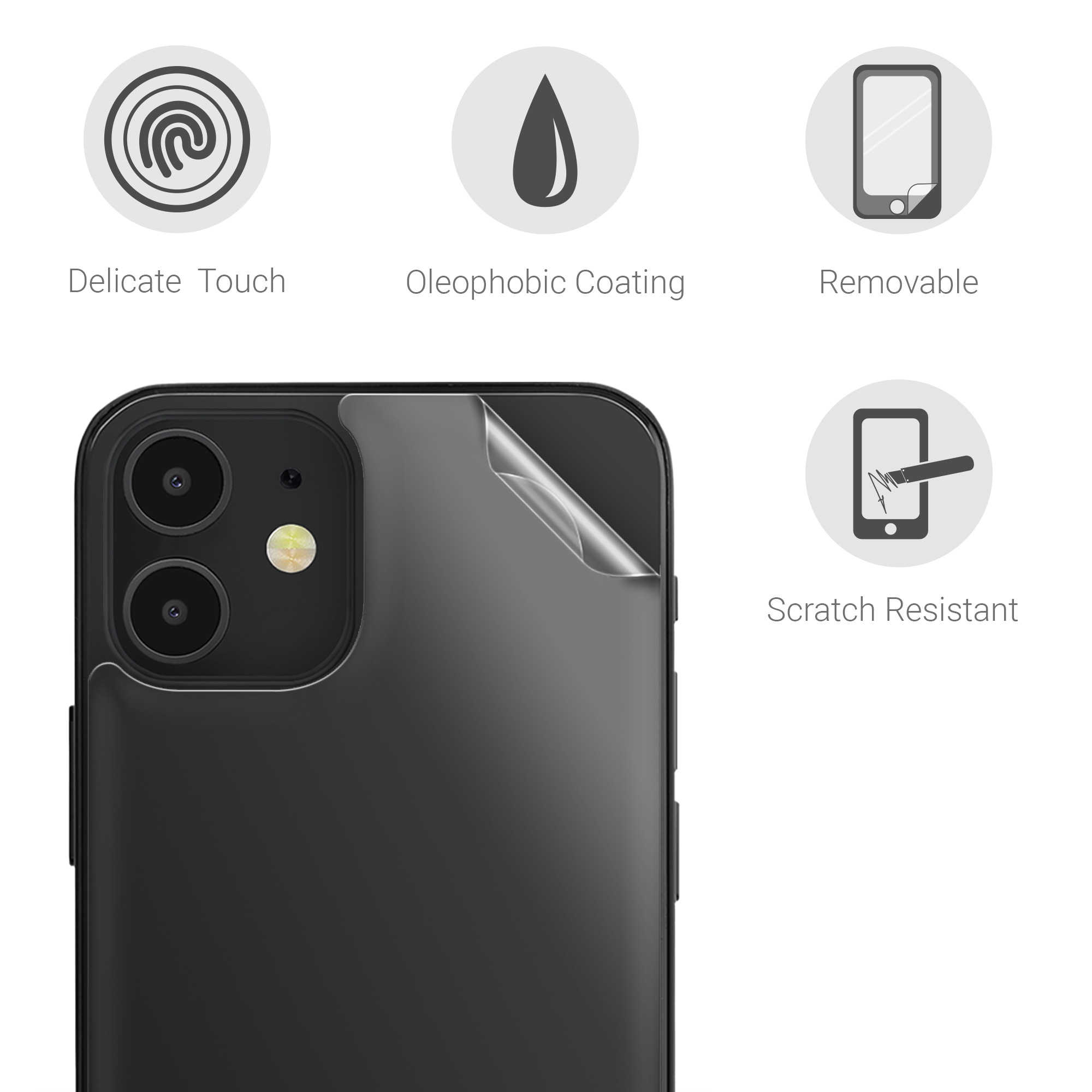 Ochranná fólie na záda kwmobile iPhone 12 - 3 ks, Back Screen Protector Pack Transparent Protective Films