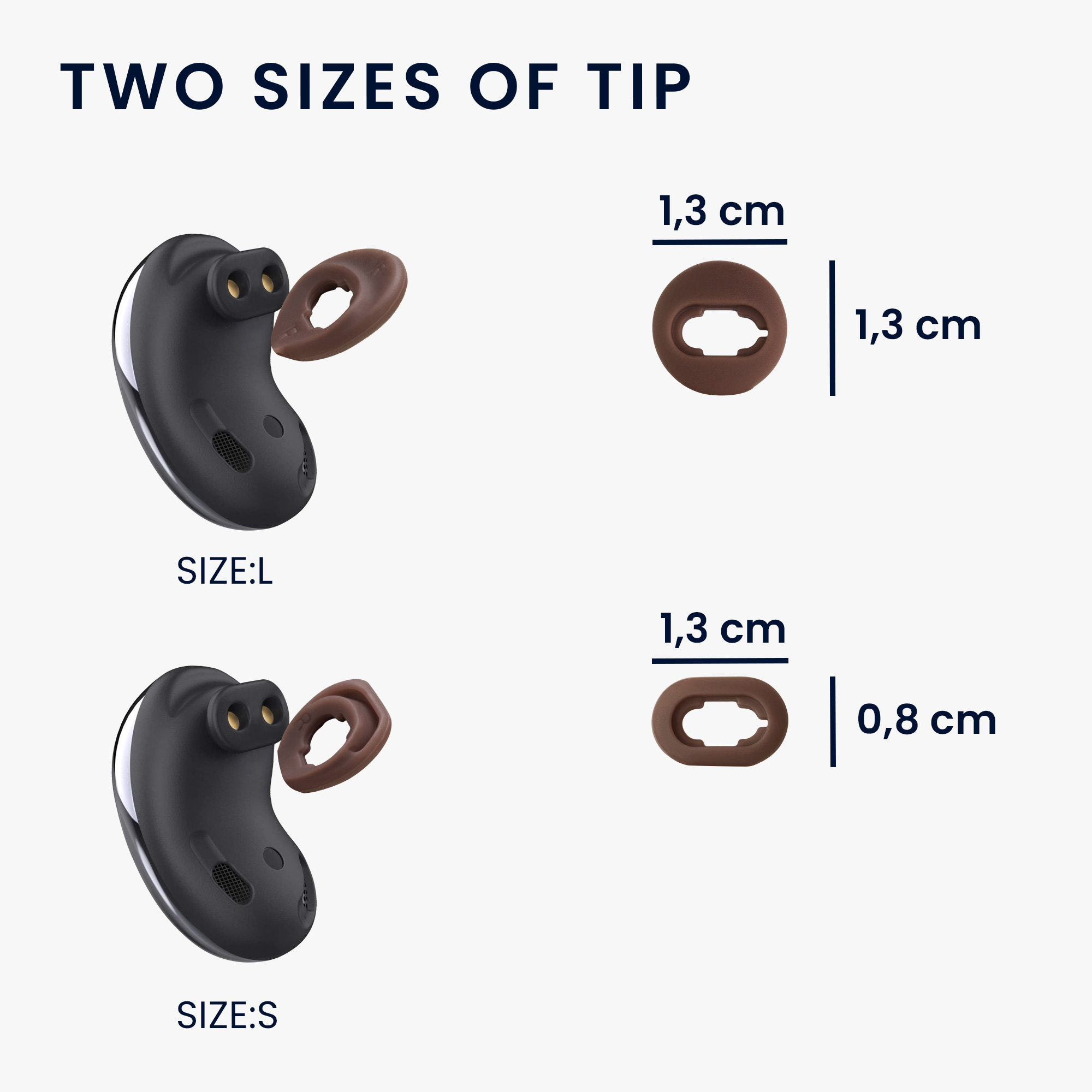 Silikonové nástavce do uší pro Samsung Galaxy Buds Live kwmobile sada 8 ks - hnědá