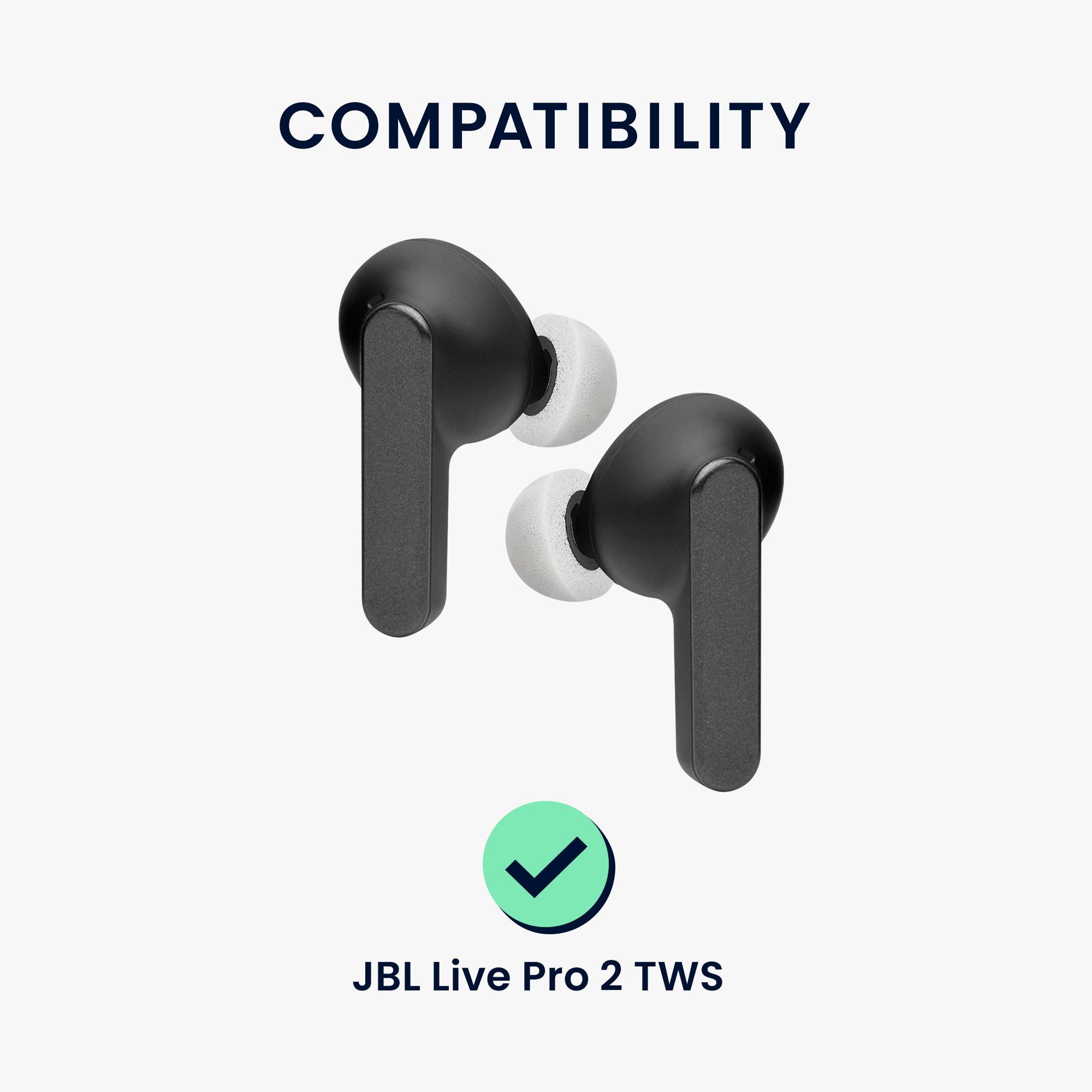 Náhradní špunty do sluchátek kwmobile pro JBL Live Pro 2 TWS, replacement ear cushions in white