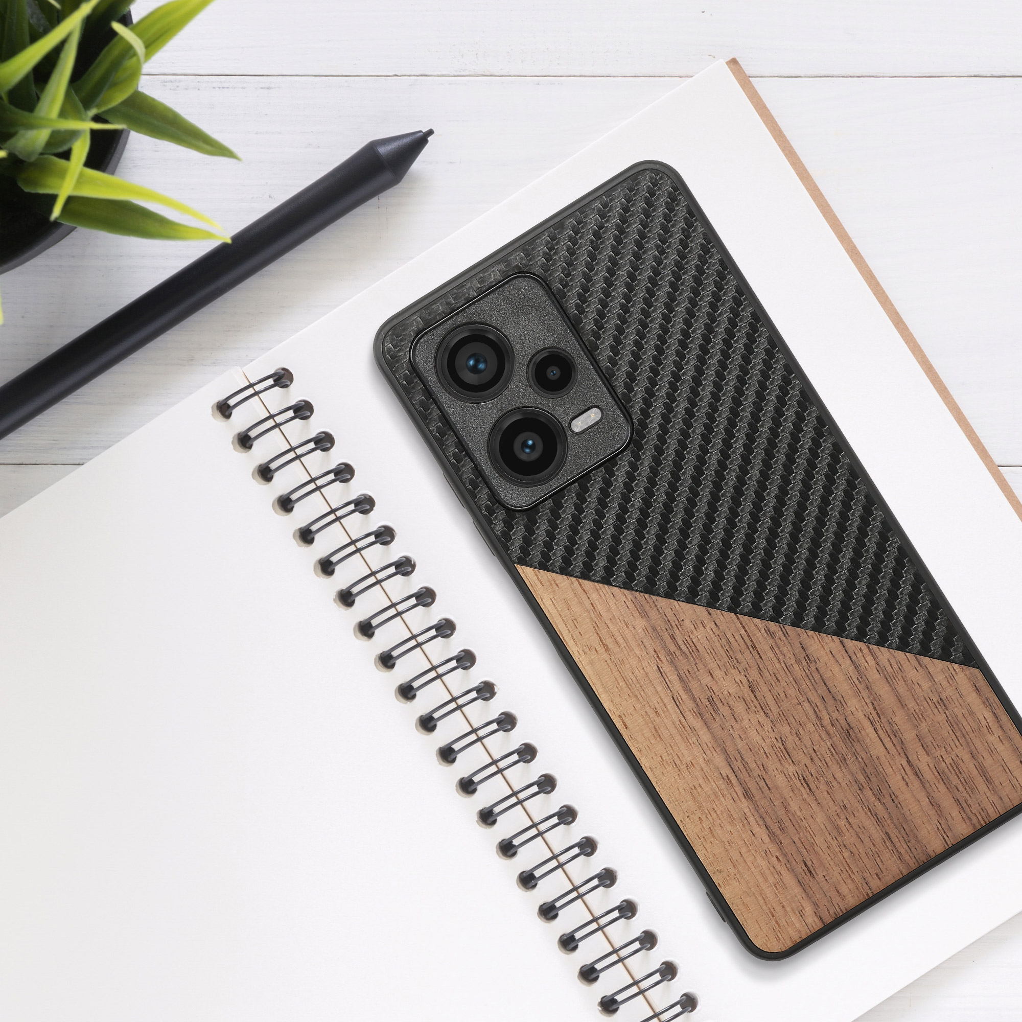 Kryt Xiaomi Redmi Note 12 Pro+ 5G silikonový TPU tmavě hnědá/černá kwmobile