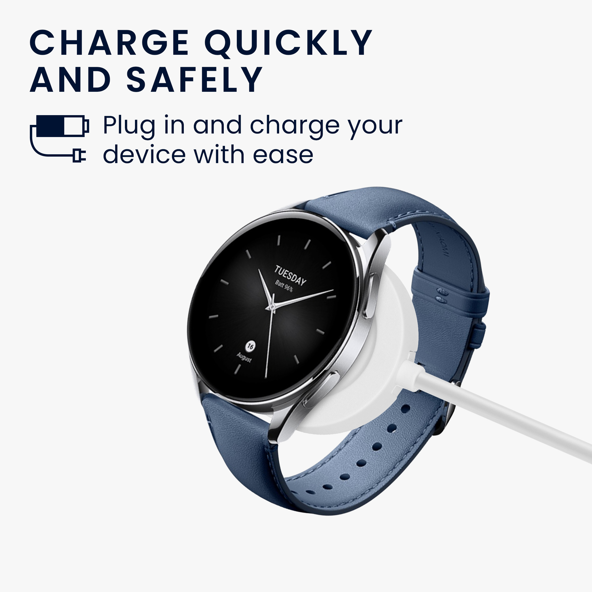 Nabíjecí kabel kwmobile pro Xiaomi Watch S2 (42mm / 46mm), bílá