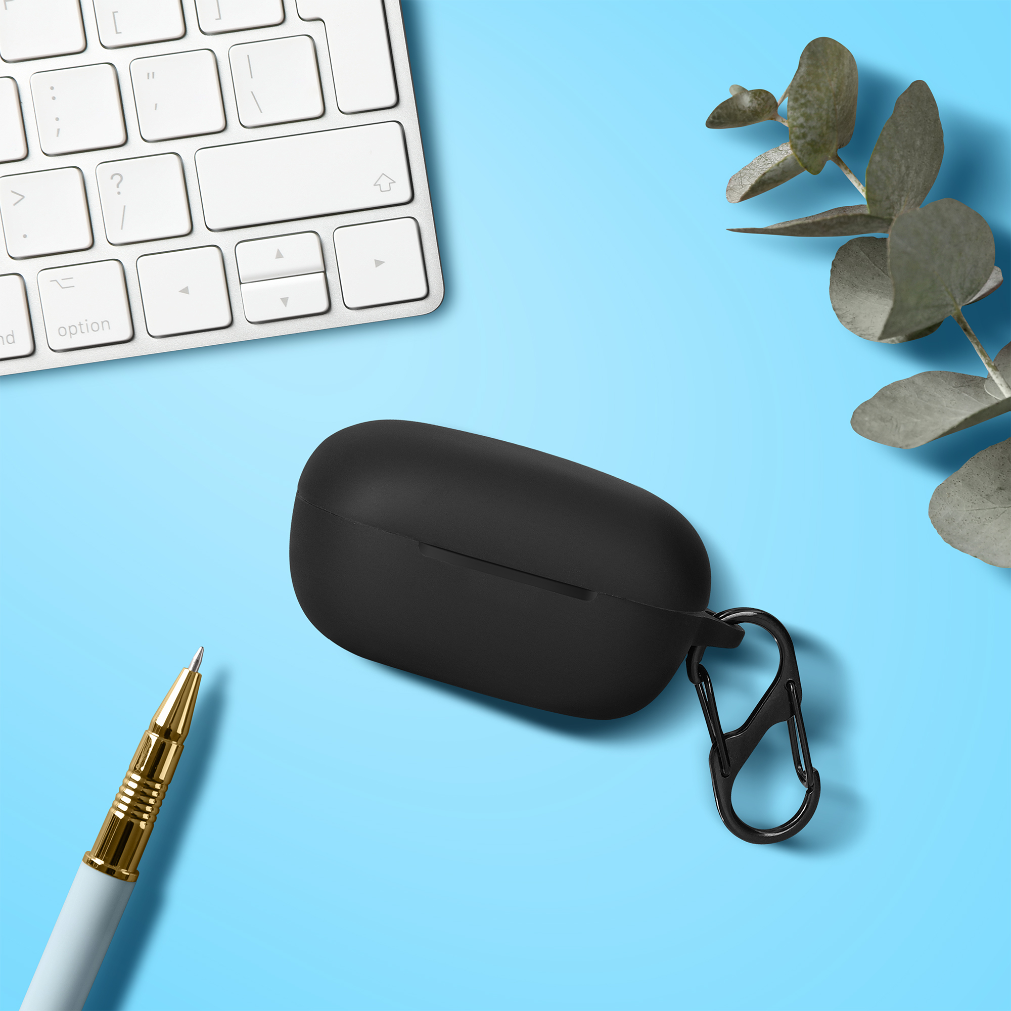 Silikonový kryt pouzdra EarFun Air Pro 3 kwmobile s karabinou černá