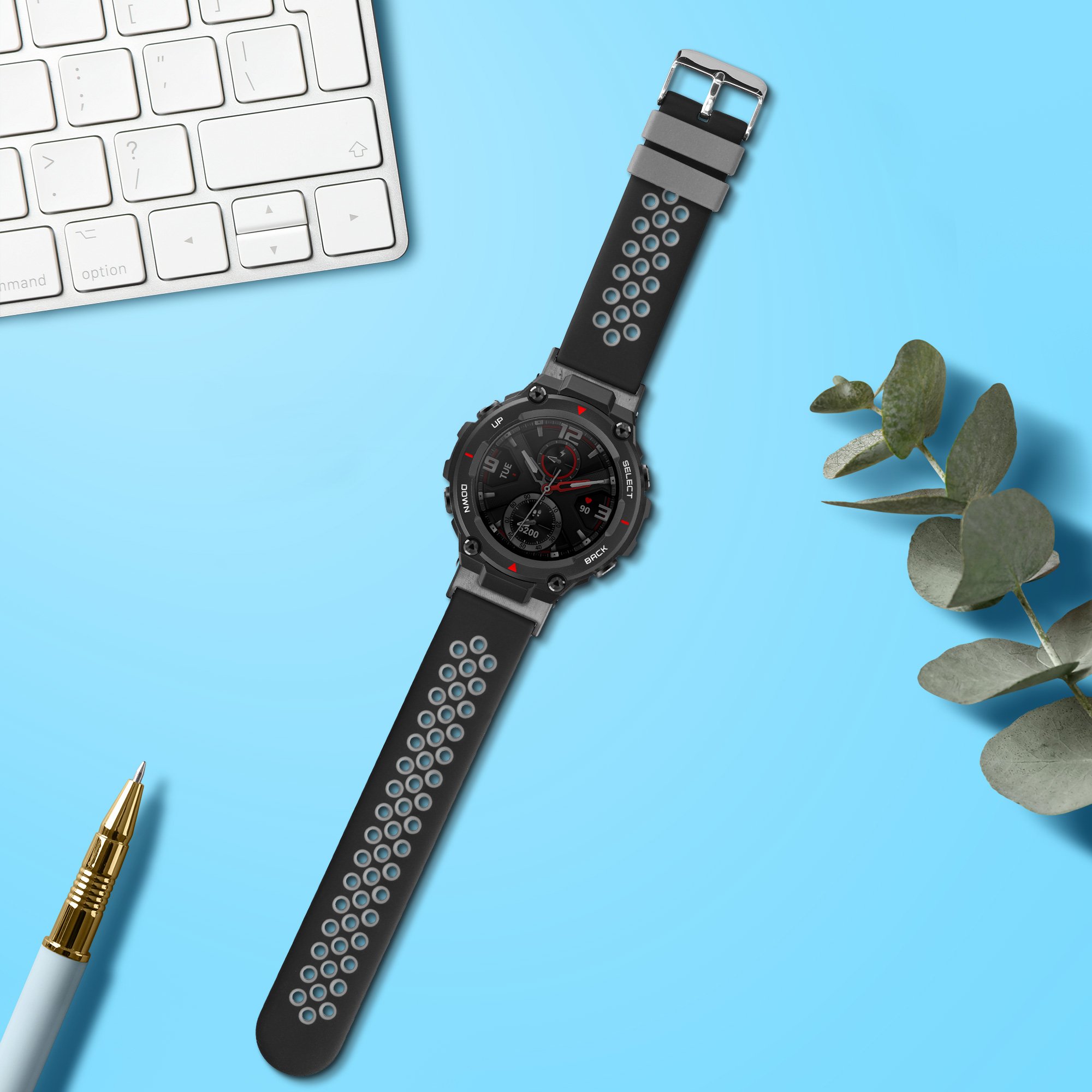 Řemínek pro Huami Amazfit T-Rex / T-Rex Pro kwmobile - černá a šedá