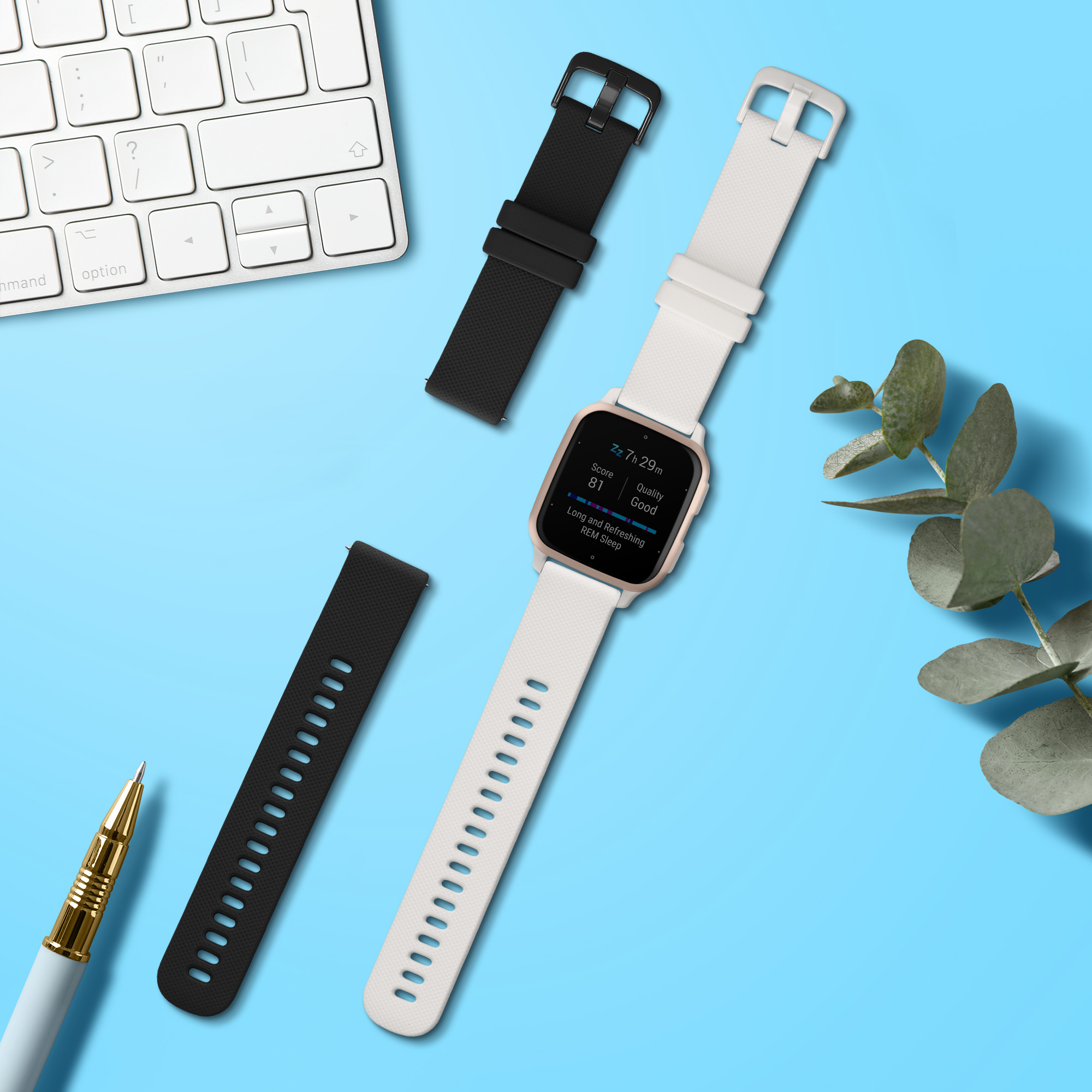 2 ks Řemínek kwmobile pro Garmin Venu Sq 2 Music / Sq 2 / Vivoactive 6 / Vivoactive 5 - černá / bílá