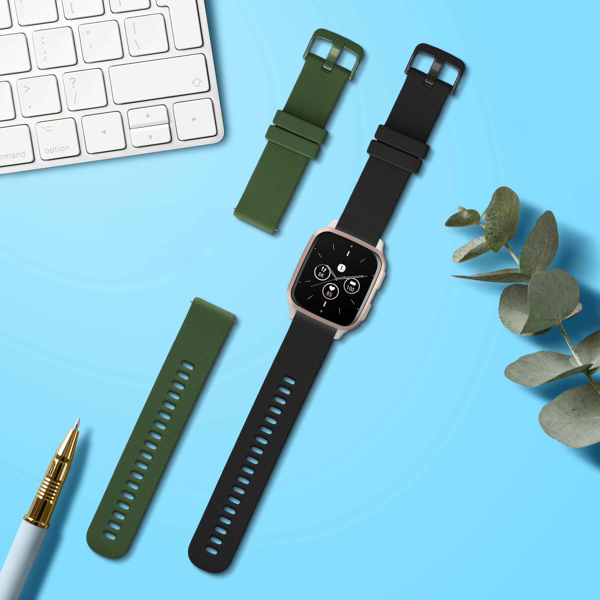 2 ks Řemínek kwmobile pro Garmin Venu Sq 2 Music / Sq 2 / Vivoactive 6 / Vivoactive 5 - černá / tmavě zelená