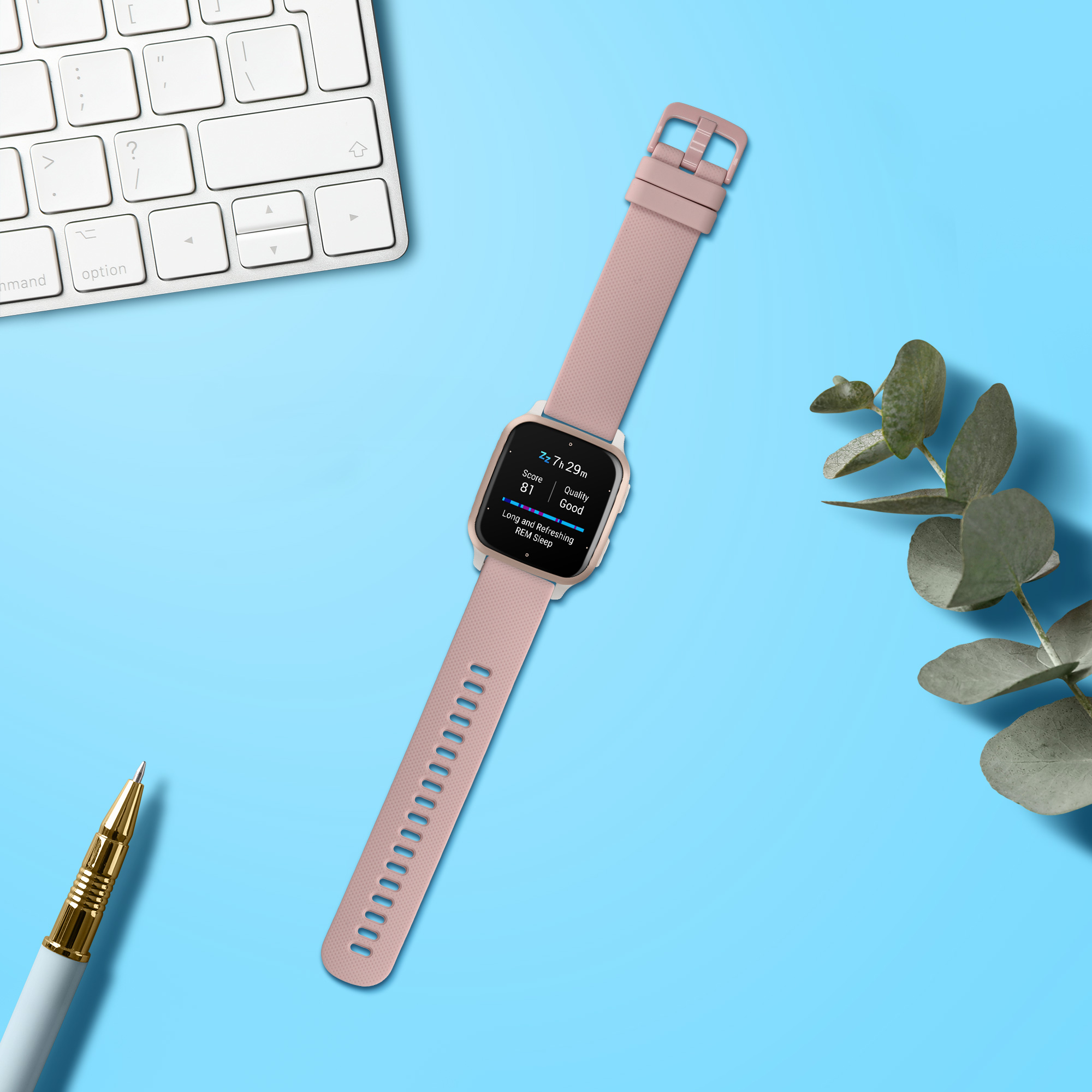 Řemínek kwmobile pro Garmin Venu Sq 2 Music / Sq 2 / Vivoactive 6 / Vivoactive 5 - starorůžová