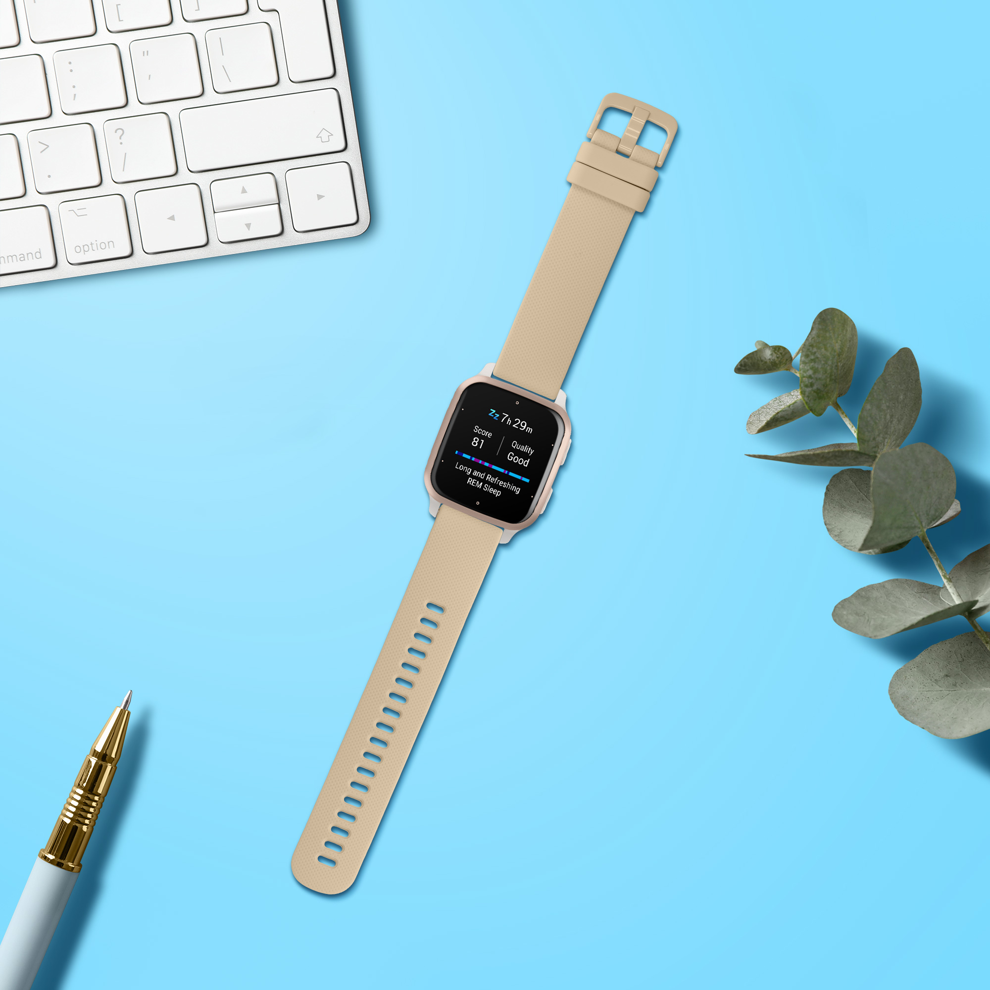 Řemínek kwmobile pro Garmin Venu Sq 2 Music / Sq 2 / Vivoactive 6 / Vivoactive 5 - béžová