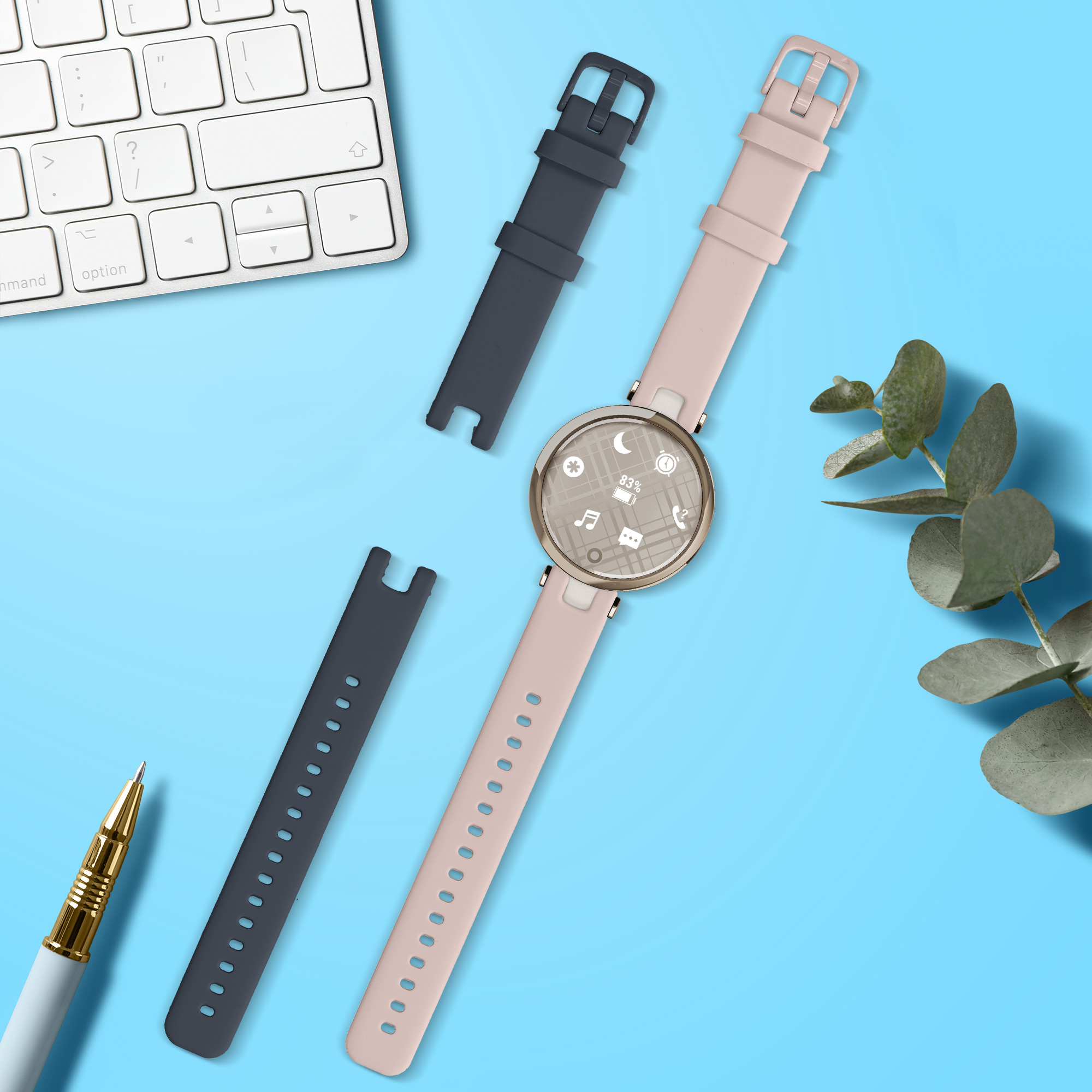 Řemínek kwmobile pro Garmin Lily Sport, modrošedá / růžová