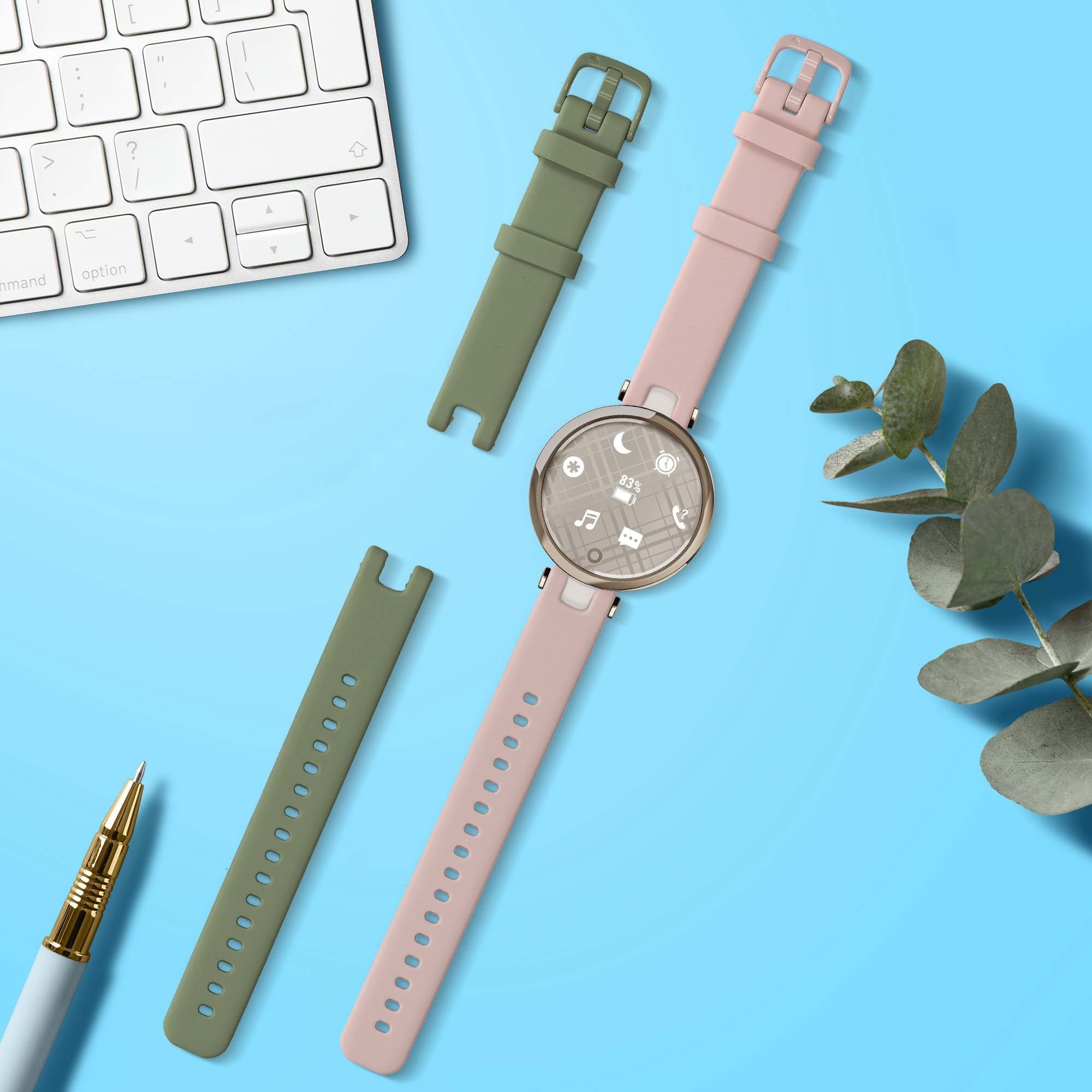 Řemínek kwmobile pro Garmin Lily Sport, pastelově zelená / růžová