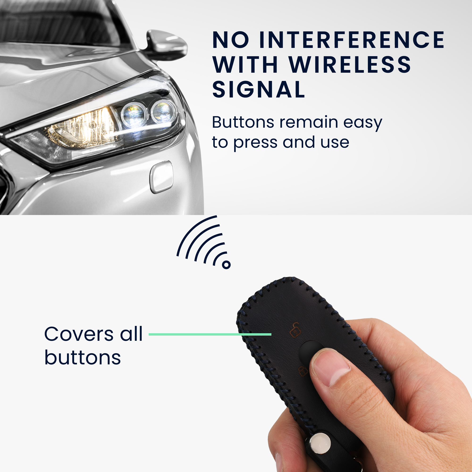 Kožené pouzdro na klíč od auta BMW 3 tlačítka Keyless Go tmavě modré