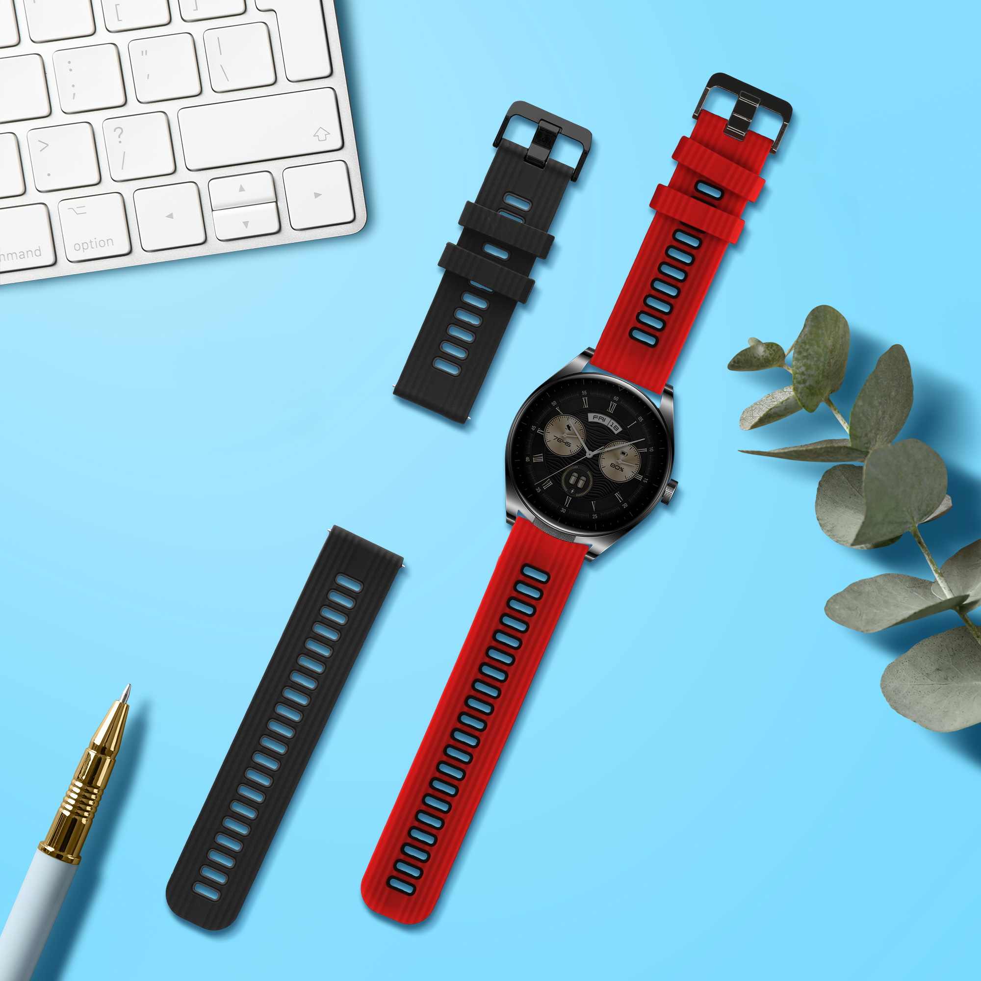 Náhradní řemínky Huawei Watch Buds sada 2 ks černá/šedá/červená/černá kwmobile