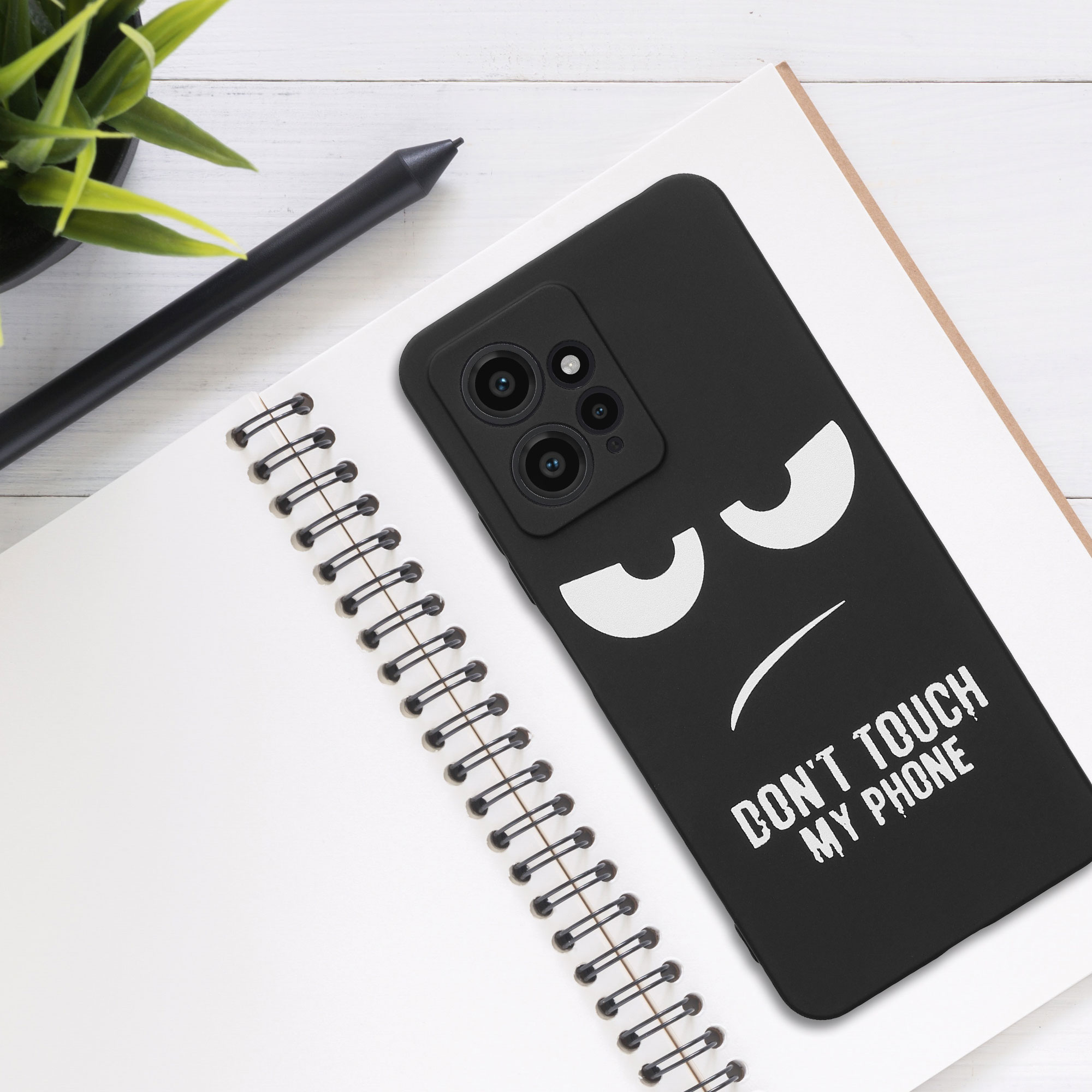 Kryt Xiaomi Redmi Note 12 (4G) Don't Touch TPU bílá/černá kwmobile
