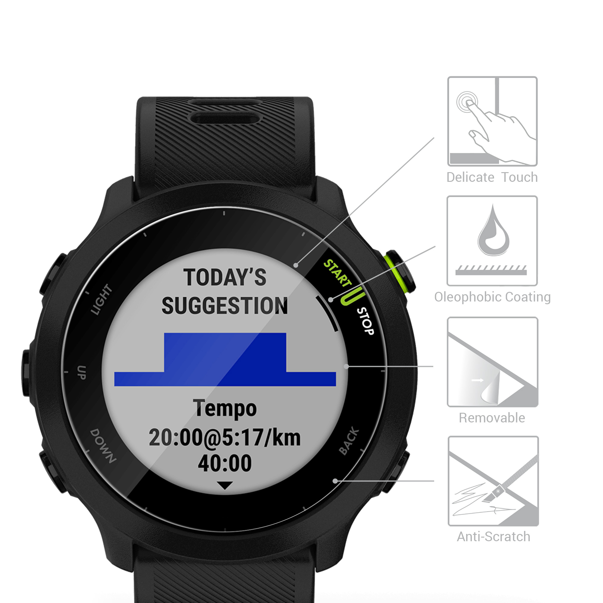 Ochranná skla pro Garmin Forerunner 55 kwmobile sada 2 ks - transparentní