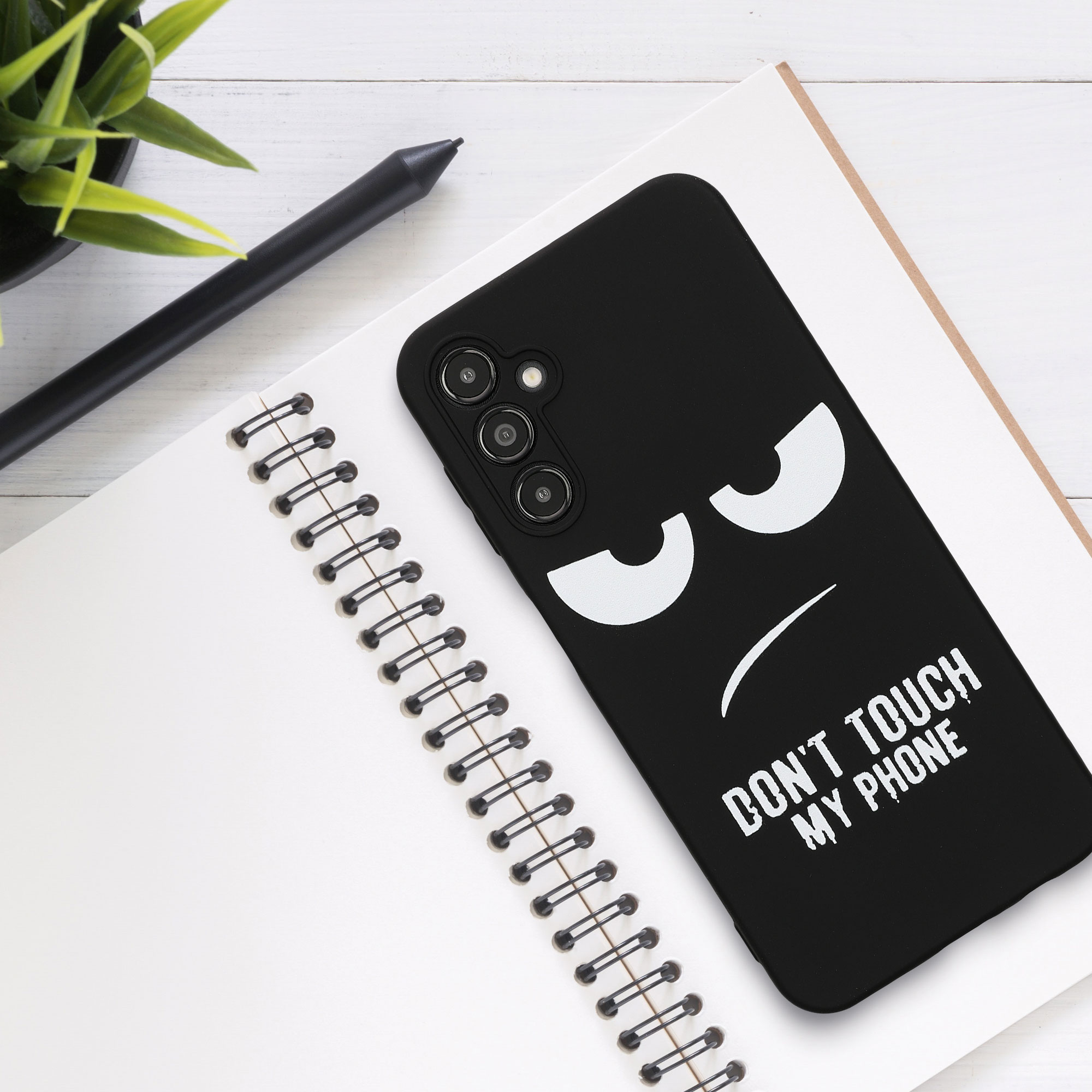 Kryt na mobil Samsung Galaxy A14 5G kwmobile motiv Don't Touch My Phone White / Black