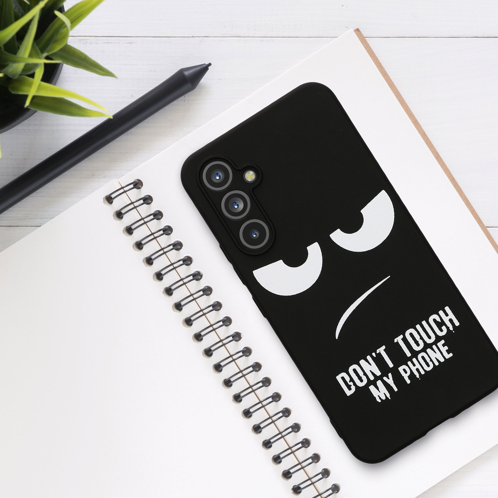 Kryt na mobil Samsung Galaxy A54 5G kwmobile motiv Don't Touch My Phone Don't Touch My Phone - bílá / černá