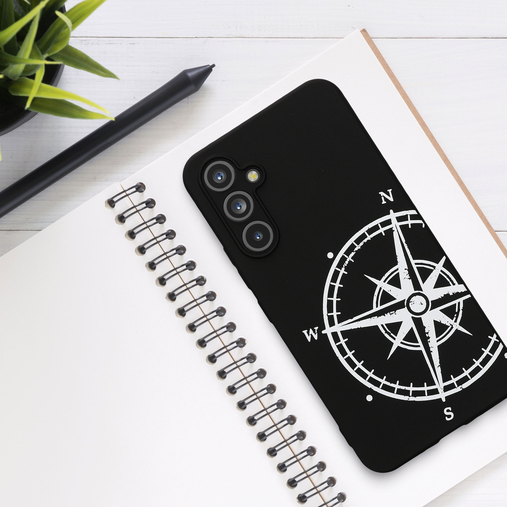 Kryt na mobil Samsung Galaxy A54 5G kwmobile motiv Navigational Compass Navigational Compass - bílá / černá