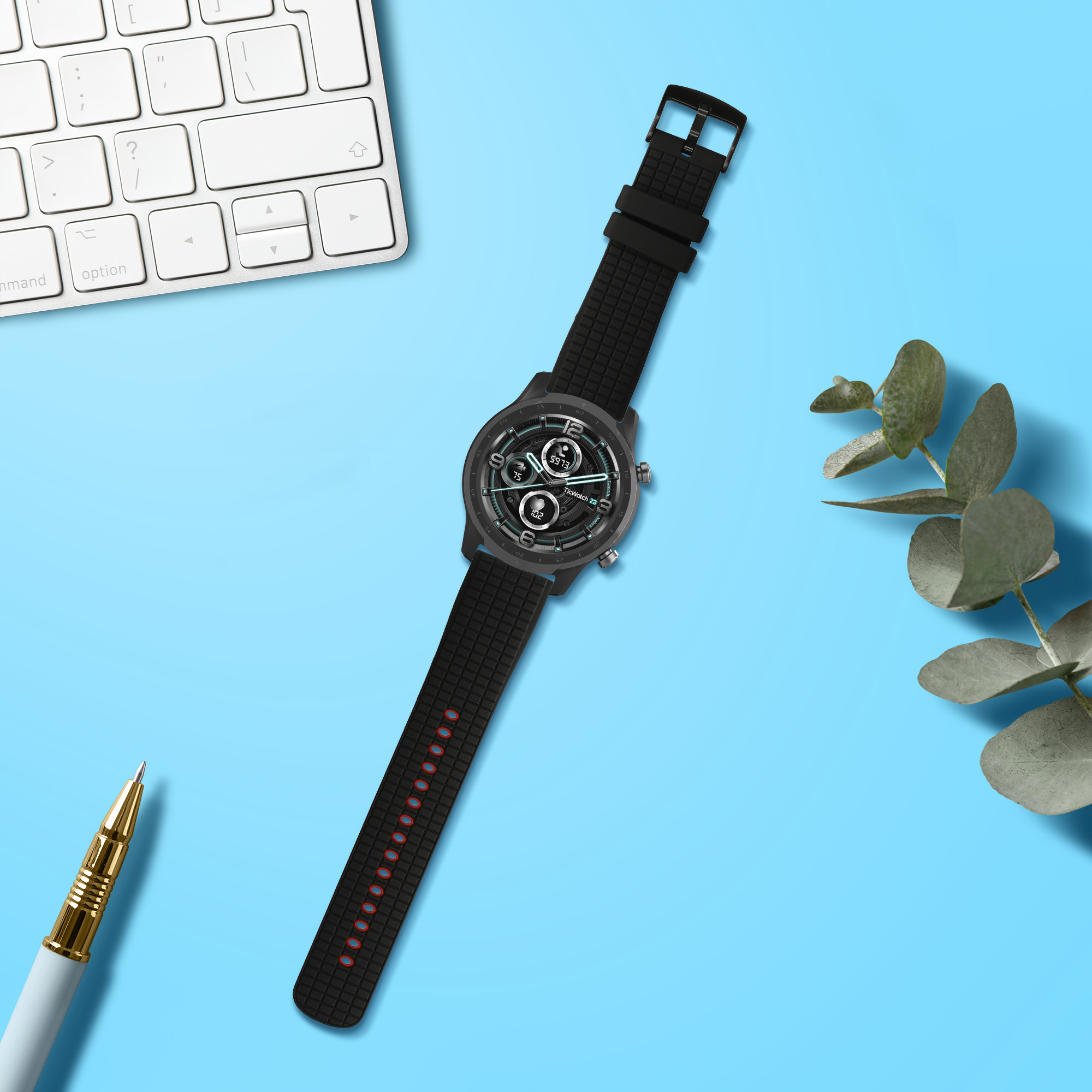 Silikonový řemínek hodinky Ticwatch Pro 3 Ultra náhradní černá kwmobile