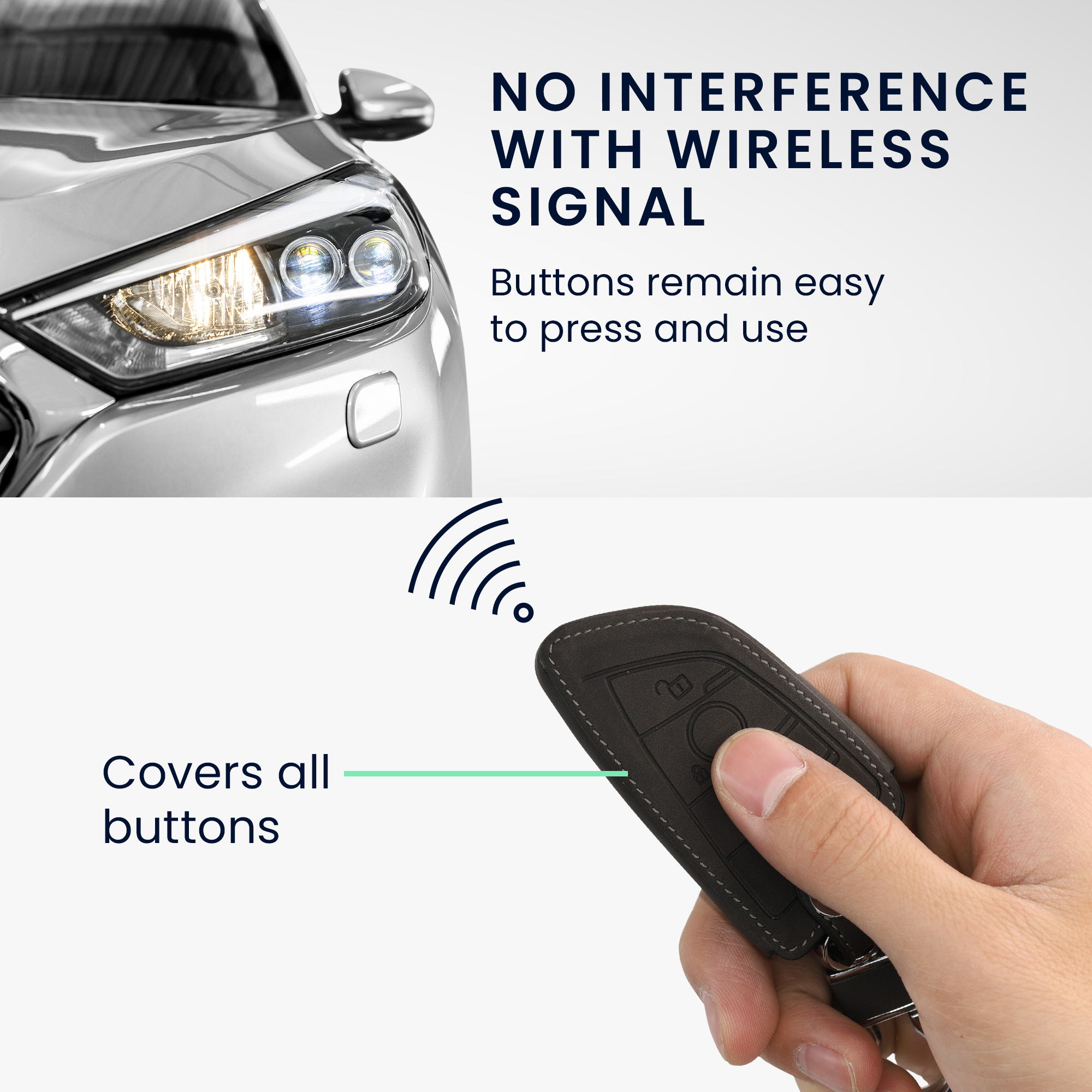 Peněženkový obal ze syntetické kůže na klíč BMW Smart Key se 3 tlačítky kwmobile ‑ tmavě šedá