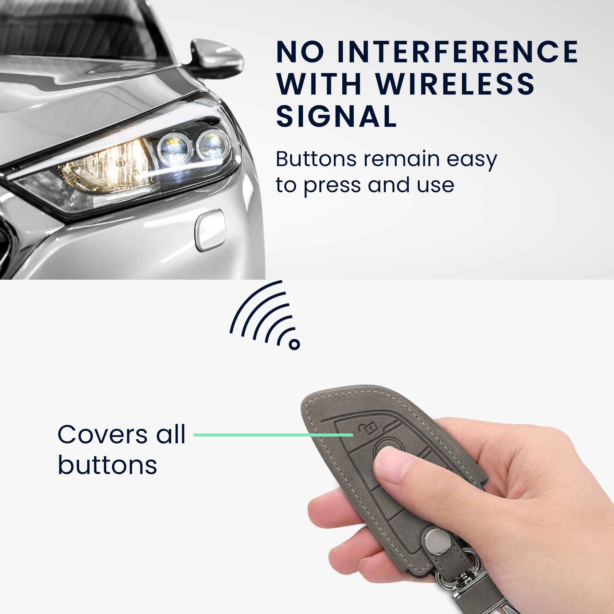 Obal na klíč od auta pro BMW chytrý klíč se 3 tlačítky kwmobile peněženkové z eko kůže - šedá