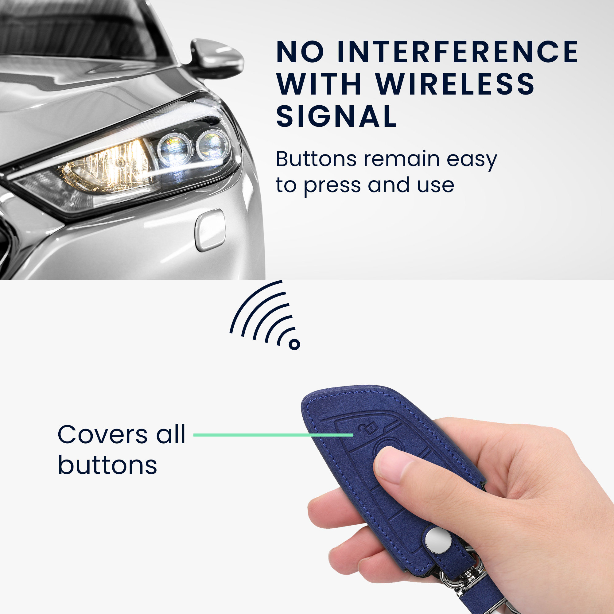 Peněženkové pouzdro na klíč od auta BMW 3 tlačítka Smart Key tmavě modré